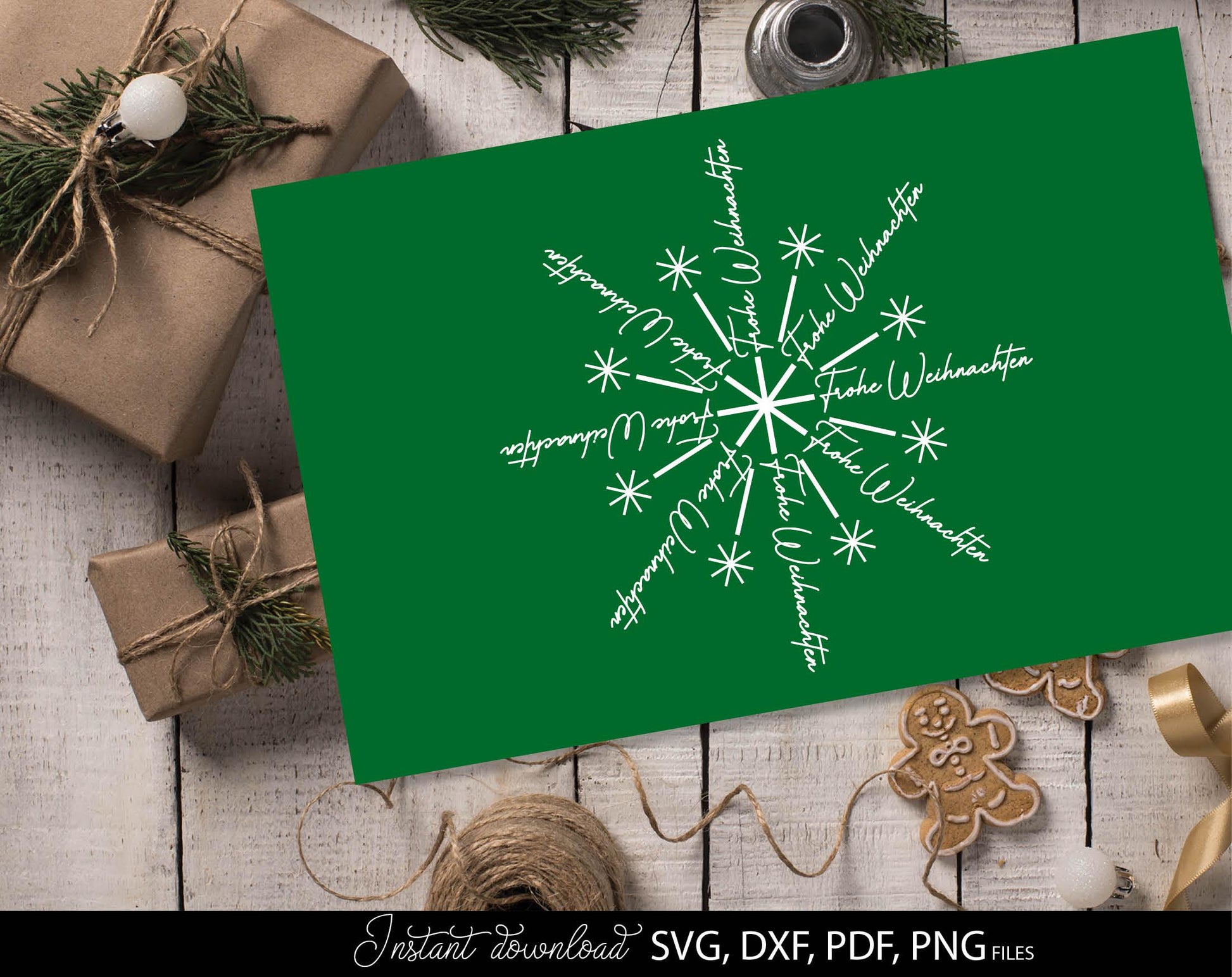 Frohe Weihnachten snowflake for Your Christmas window decor. SVG DXF PDFPNG files included. Compatible with Cricut, Silhouette or other equipment. Cut from vinyl, use for sublimation or laser cut or grave projects. Buy now for a good price and enjoy!