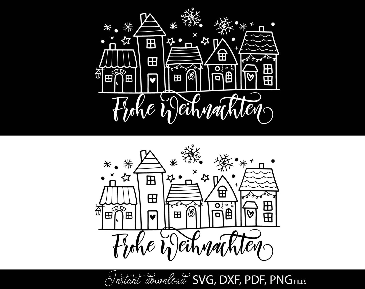 German Frohe Weihnachten plotter file svg png dxf designs bundle for You Christmas evening ornaments. Use for cutting from vinyl, sublimation or laser cut projects.
Buy now and enjoy!