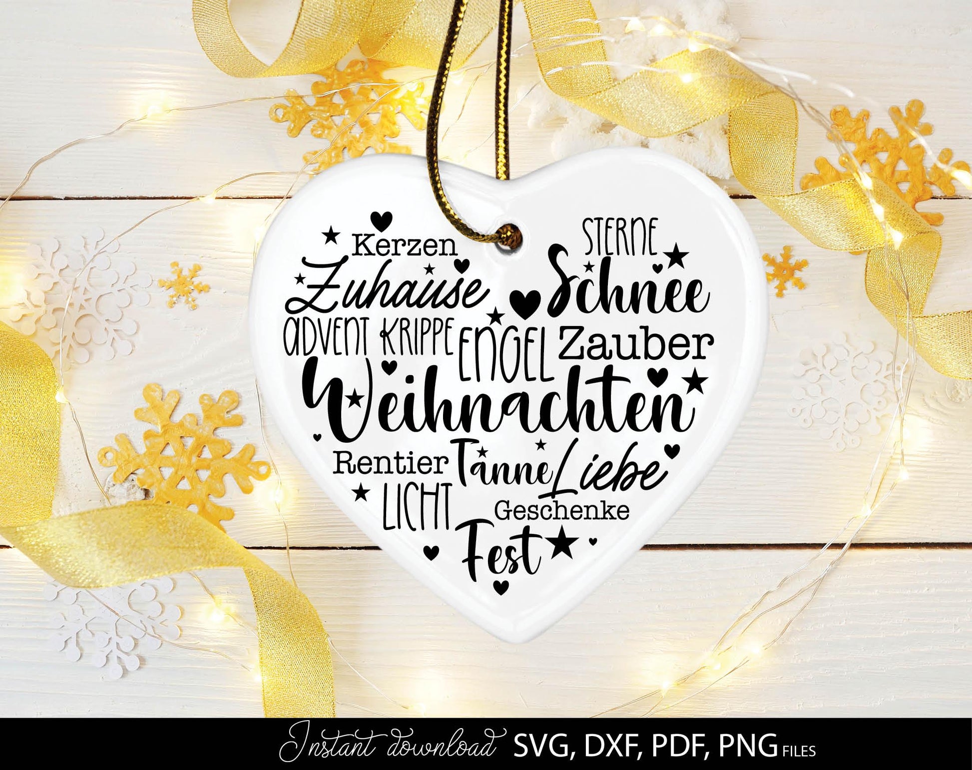 German Christmas Plotterdatei Herz. SVG PNG DXF PDF files included. Compatible with Cricut, Silhouette or other equipment. Cut from vinyl, use for sublimation or laser cut or grave projects. Buy now for a good price and enjoy! Discounts available 😉