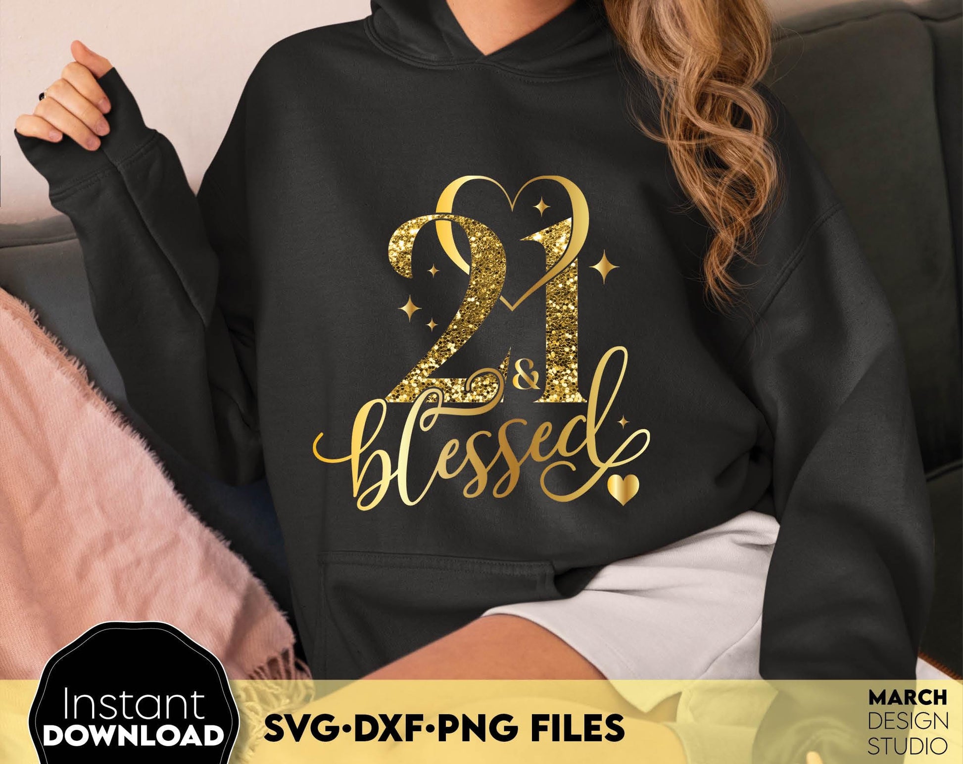 Blessed Years gold glittered and black Birthday shirts Bundle. SVG DXF PNG files included. Compatible with Cricut, Silhouette or other equipment. Cut from vinyl, use for sublimation or laser cut or grave projects. Buy now for a good price and enjoy!