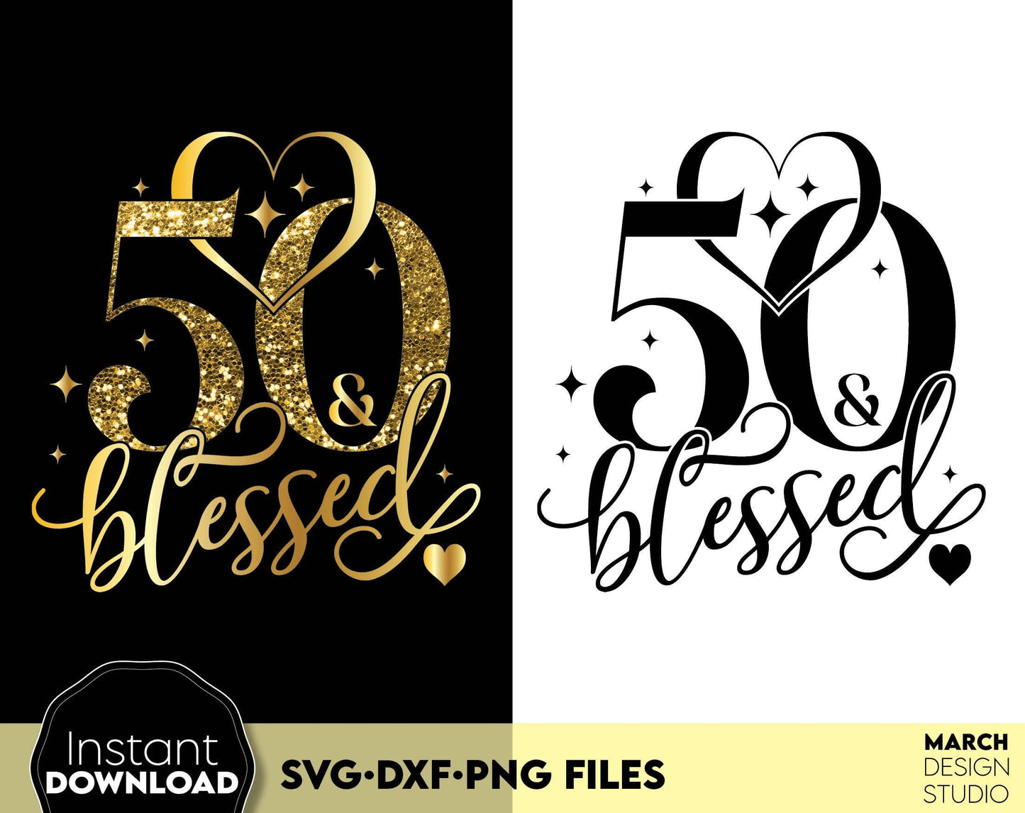 50 and fabulous Birthday shirt design for cutting from vinyl and glittered PNG included for Your sublimation projects. SVG, PNG, EPS, DXF files included. Compatible with Cricut, Silhouette and other machines. Buy now for a good price and enjoy!