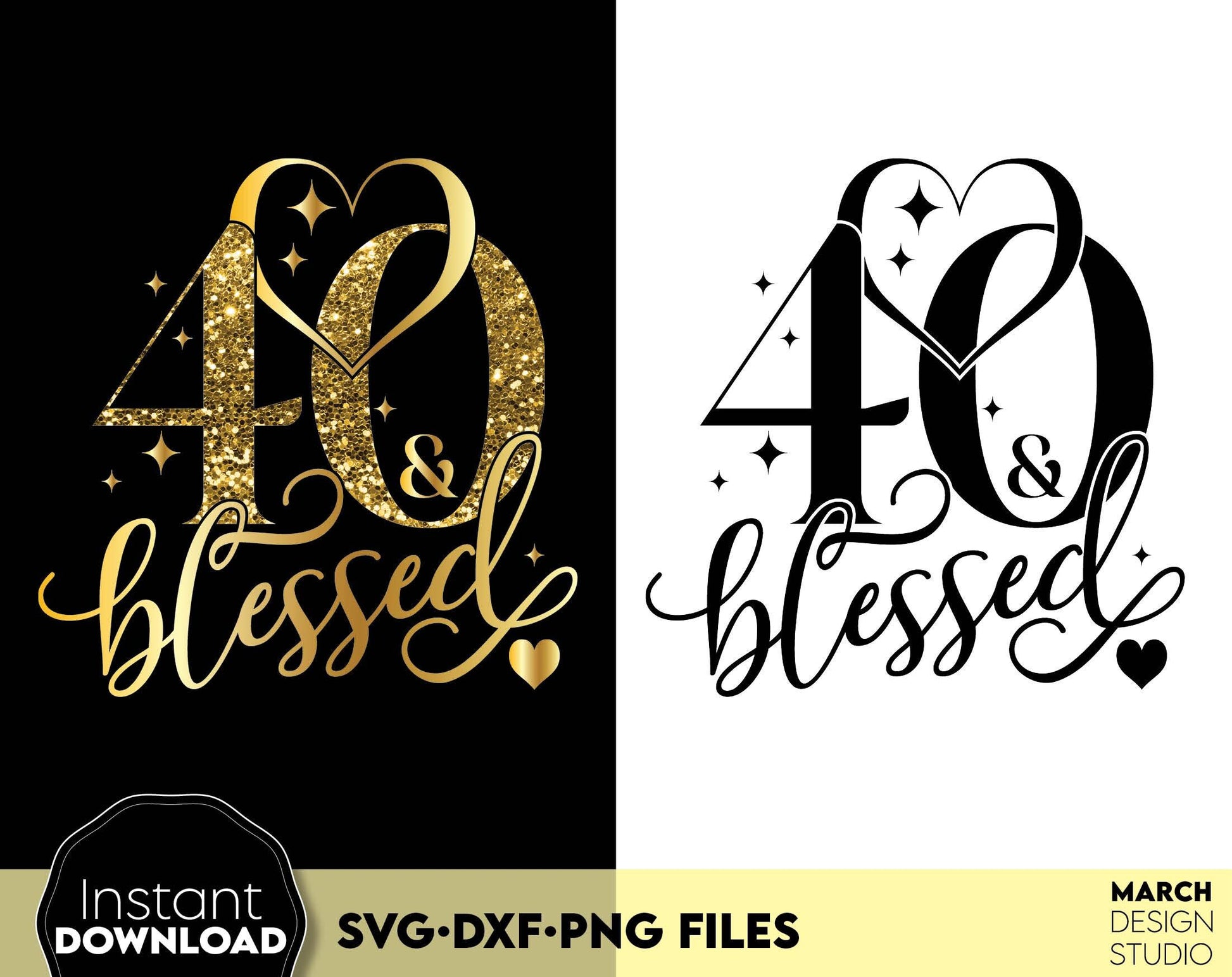 40 and blessed and call her blessed Birthday shirt design for cutting from vinyl and glittered PNG included for Your sublimation projects. SVG file included. Compatible with Cricut, Silhouette and other machines. Buy now for a good price and enjoy!