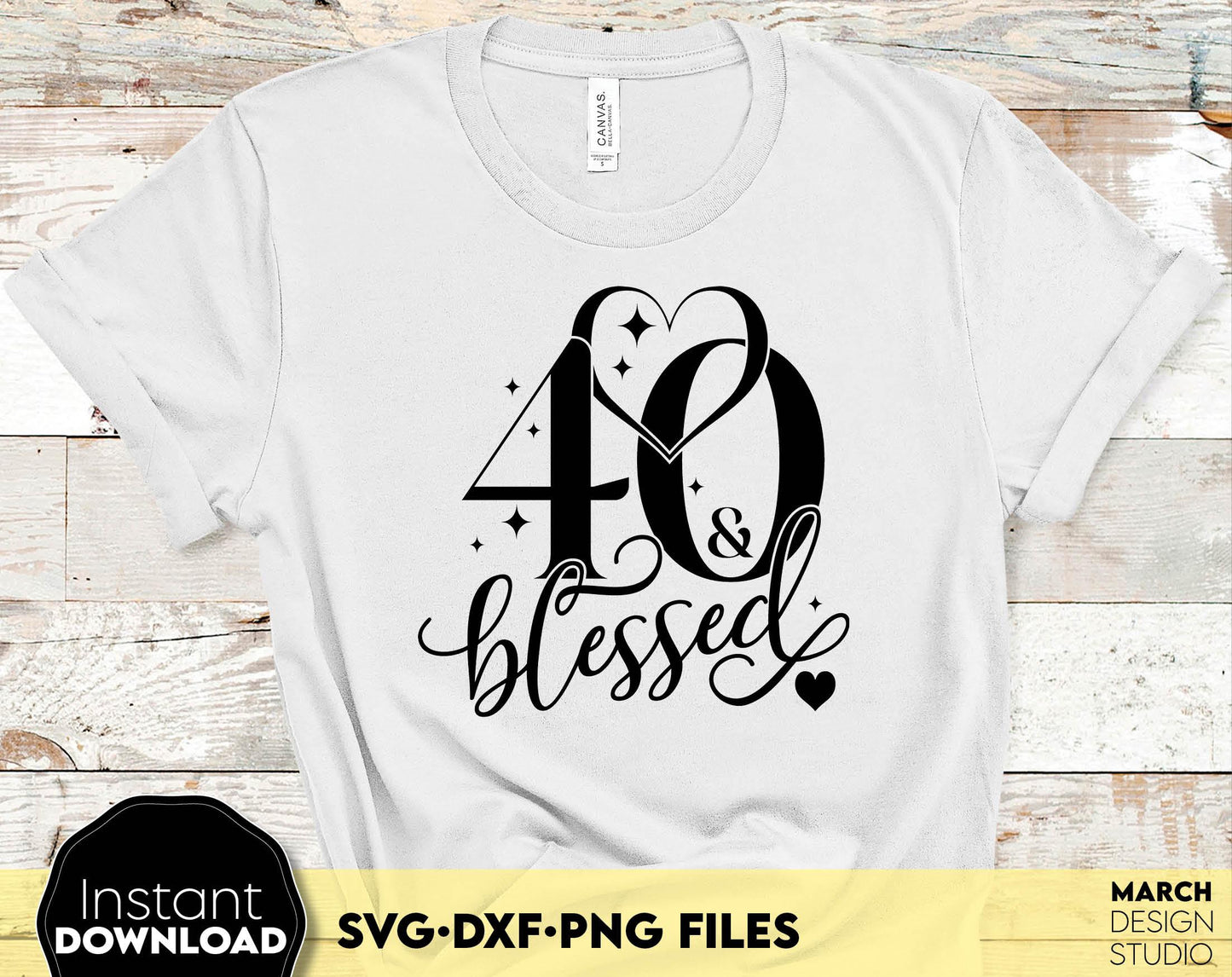 40 and blessed and call her blessed Birthday shirt design for cutting from vinyl and glittered PNG included for Your sublimation projects. SVG file included. Compatible with Cricut, Silhouette and other machines. Buy now for a good price and enjoy!