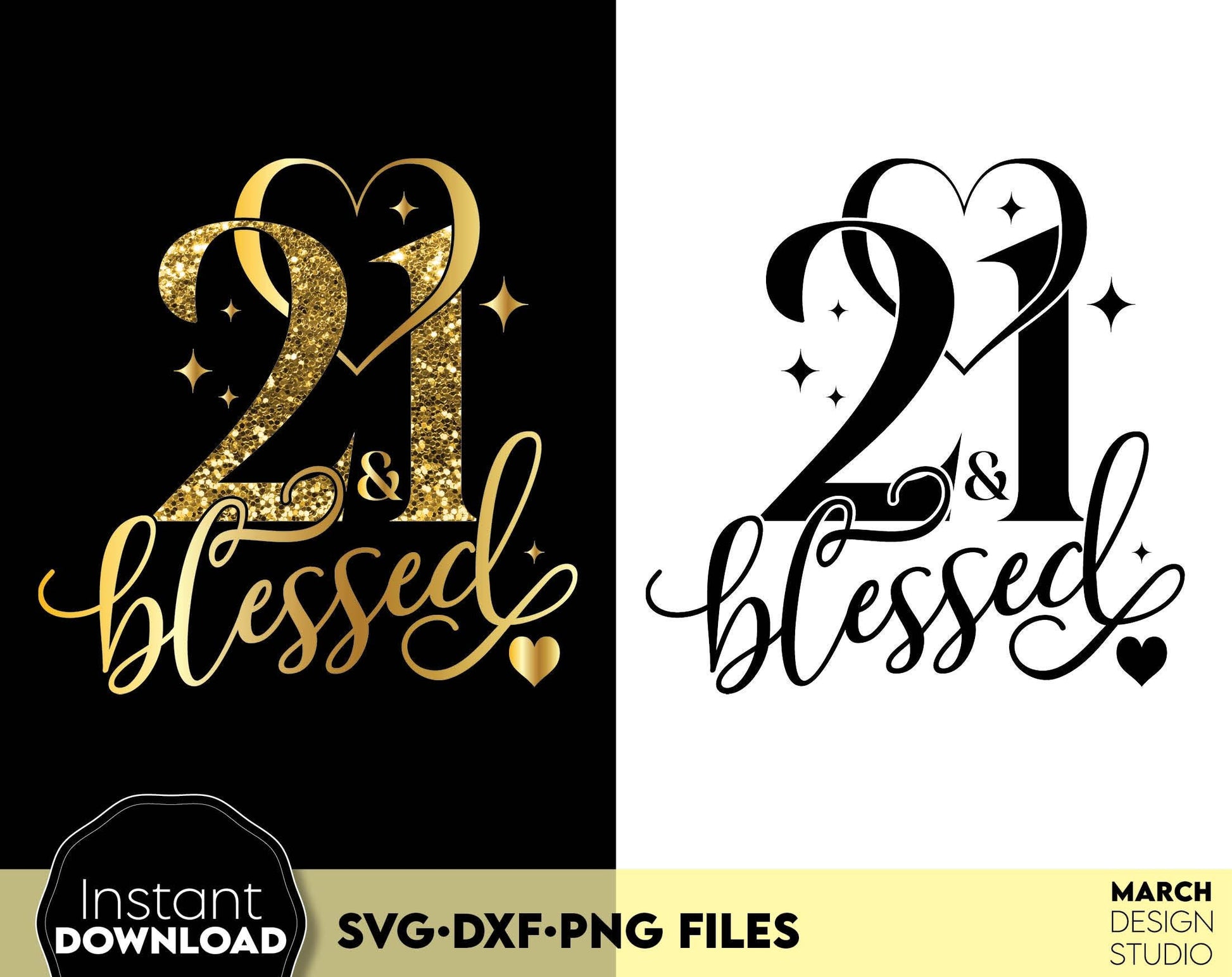 Blessed by God for 60 Years gold glittered and black Birthday shirt design. SVG DXF PNG files included. Compatible with Cricut, Silhouette or other equipment. Cut from vinyl, use for sublimation or laser cut or grave projects. Buy now and enjoy!