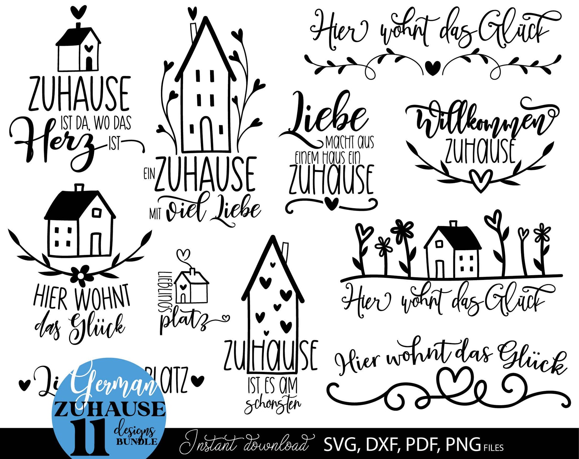 German Zuhause Plotter File SVG, PNG DXF, PDF files included. Compatible with Cricut, Silhouette, Glowforge or other machines. Use for sublimation or laser cut projects as well. Buy now and enjoy! Discount prices available.