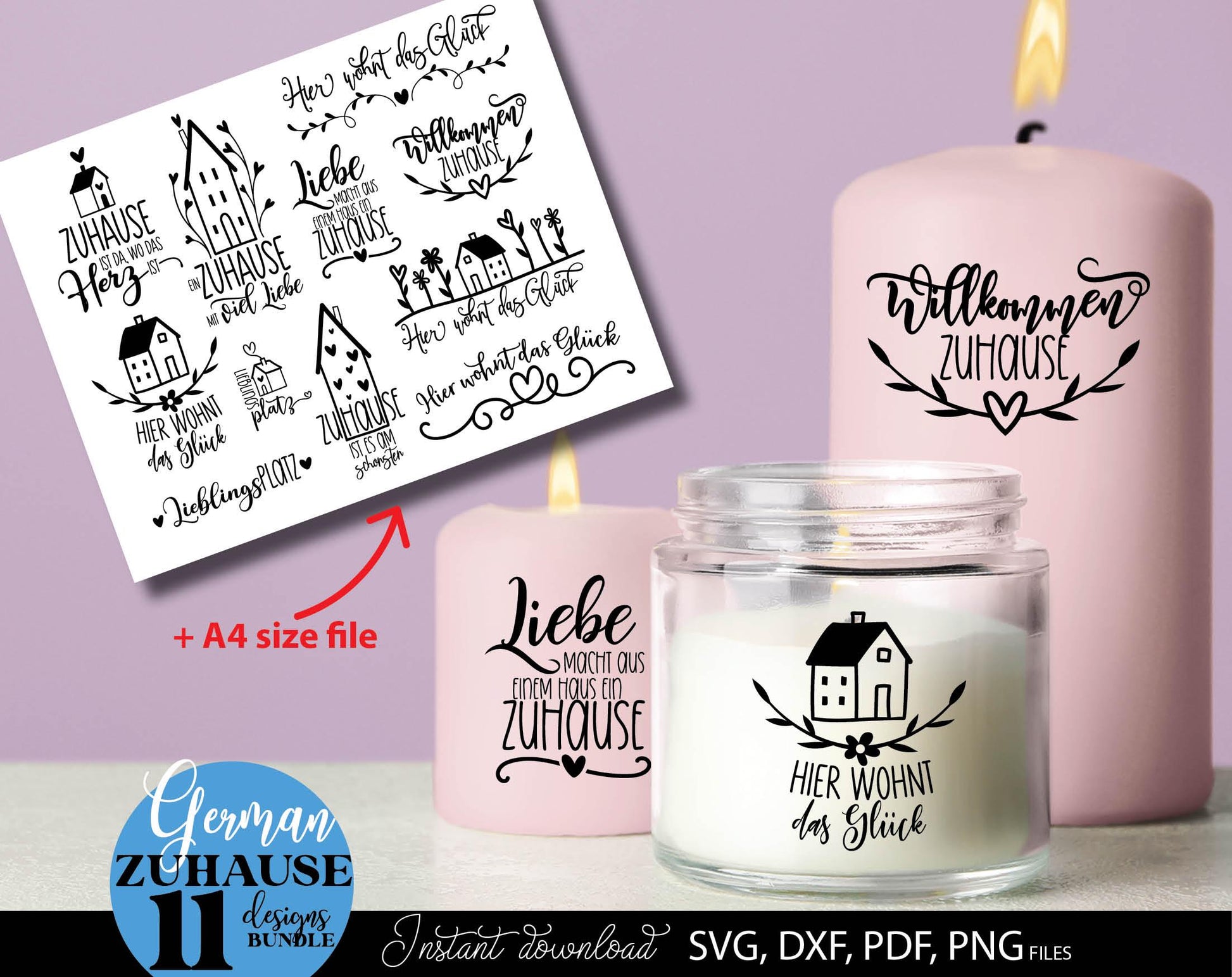 German Zuhause Plotter File SVG, PNG DXF, PDF files included. Compatible with Cricut, Silhouette, Glowforge or other machines. Use for sublimation or laser cut projects as well. Buy now and enjoy! Discount prices available.