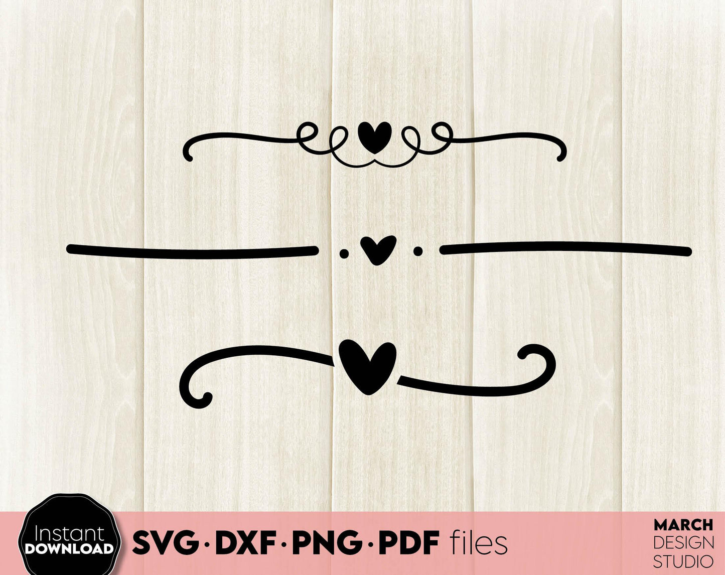 Decorative dividers lines bundle for your wedding, cards, home decorations etc. projects. SVG, PNG, DXF, PDF, JPG files included. Cut from vinyl, use for sublimation or laser cut projects. Compatible with Cricut, Silhouette and other machines. Enjoy!