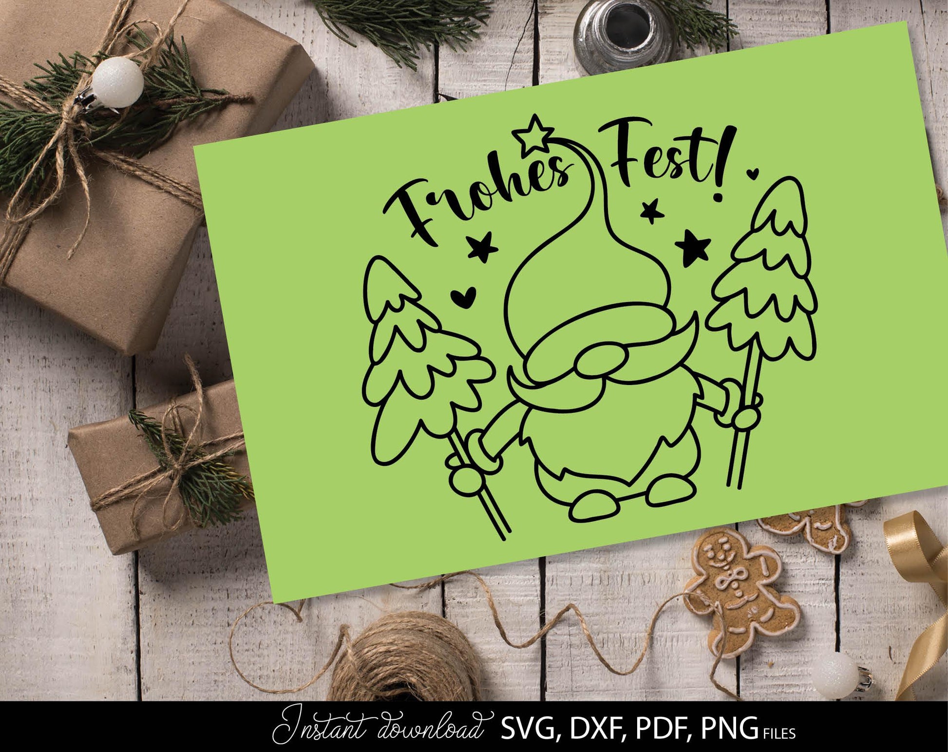 German Christmas gnome bundle 12 designs. SVG DXF PDF PNG files included. Compatible with Cricut, Silhouette or other equipment. Cut from vinyl, use for sublimation or laser cut  or grave projects. Buy now for a good price and enjoy!