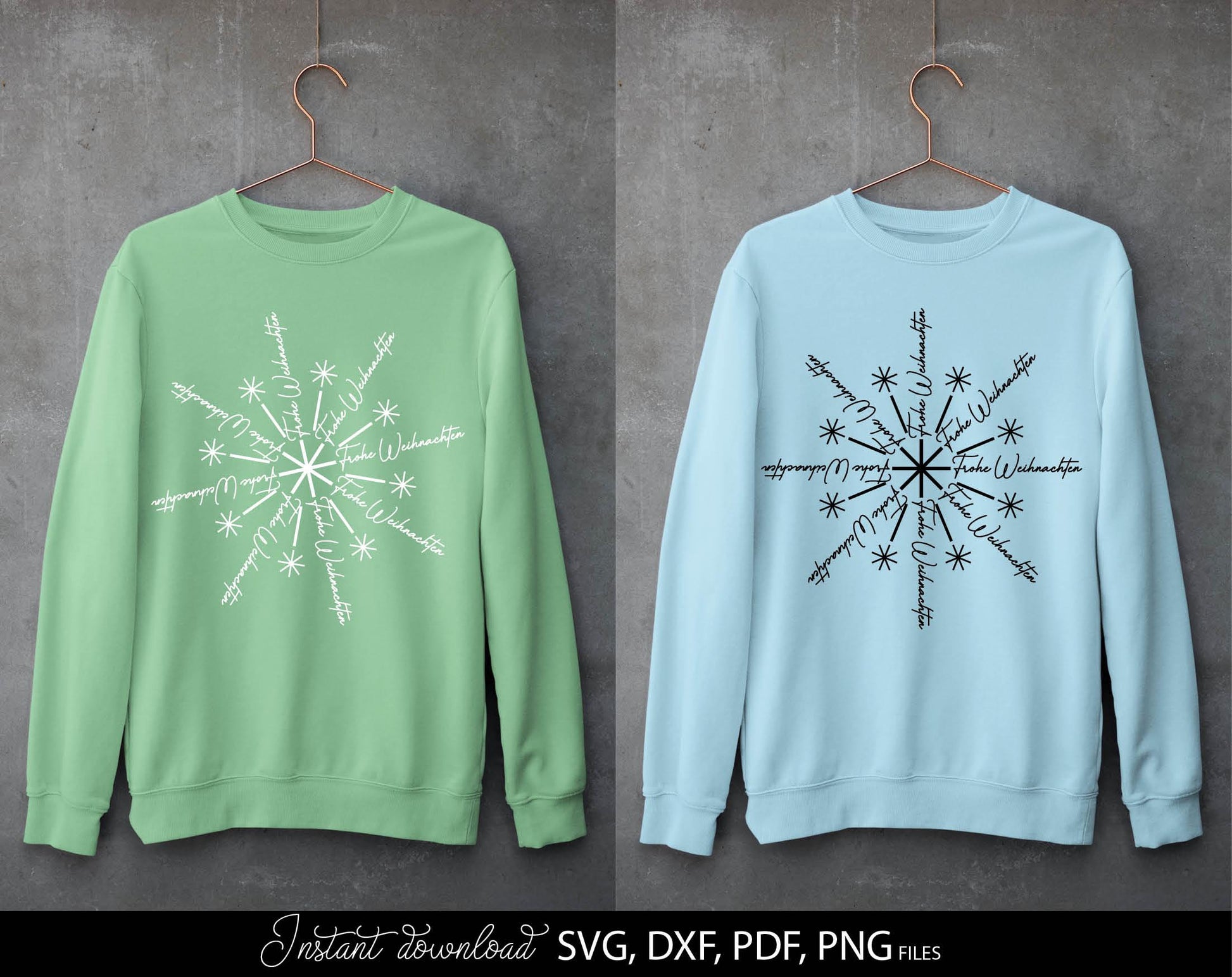 Frohe Weihnachten snowflake for Your Christmas window decor. SVG DXF PDFPNG files included. Compatible with Cricut, Silhouette or other equipment. Cut from vinyl, use for sublimation or laser cut or grave projects. Buy now for a good price and enjoy!