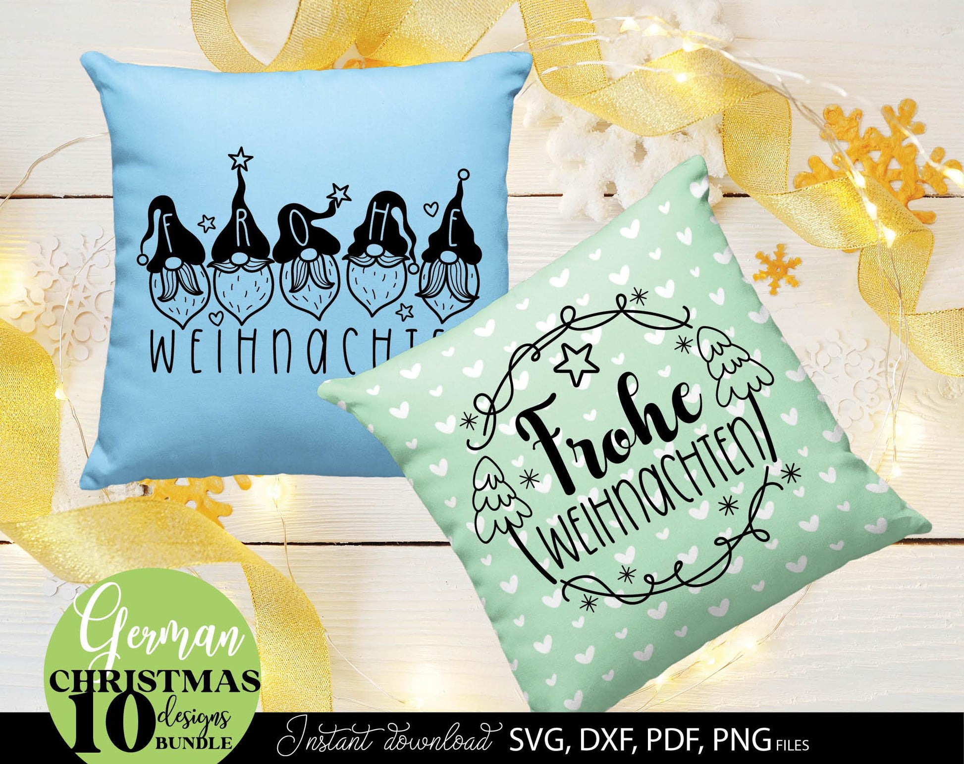 German Christmas gnome bundle 10 designs. SVG DXF PDF PNG files included. Compatible with Cricut, Silhouette or other equipment. Cut from vinyl, use for sublimation or laser cut or grave projects, use as Weihnachten kerzen tattoo as well. Buy now!