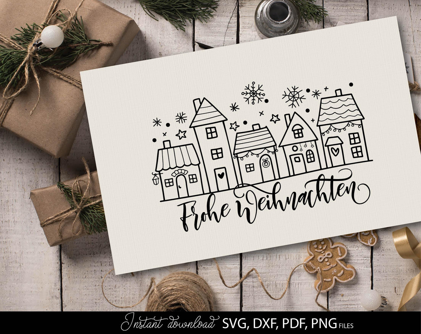 German Frohe Weihnachten plotter file svg png dxf designs bundle for You Christmas evening ornaments. Use for cutting from vinyl, sublimation or laser cut projects.
Buy now and enjoy!