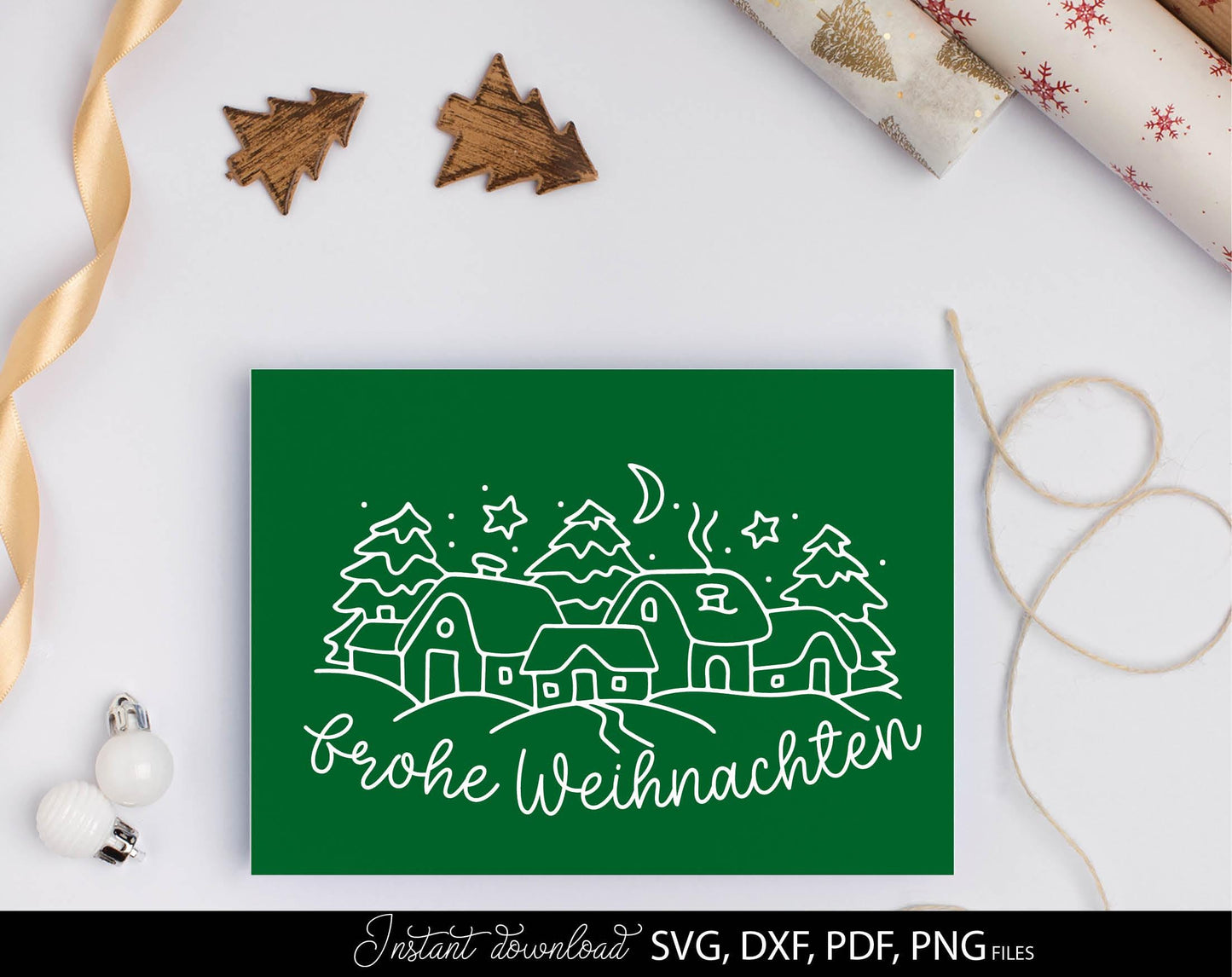 Christmas window picture houses winter decoration. SVG DXF PDF PNG files included. Compatible with Cricut, Silhouette or other equipment. Use for cutting from vinyl, sublimation or laser cut or grave projects. Buy now for a good price and enjoy!