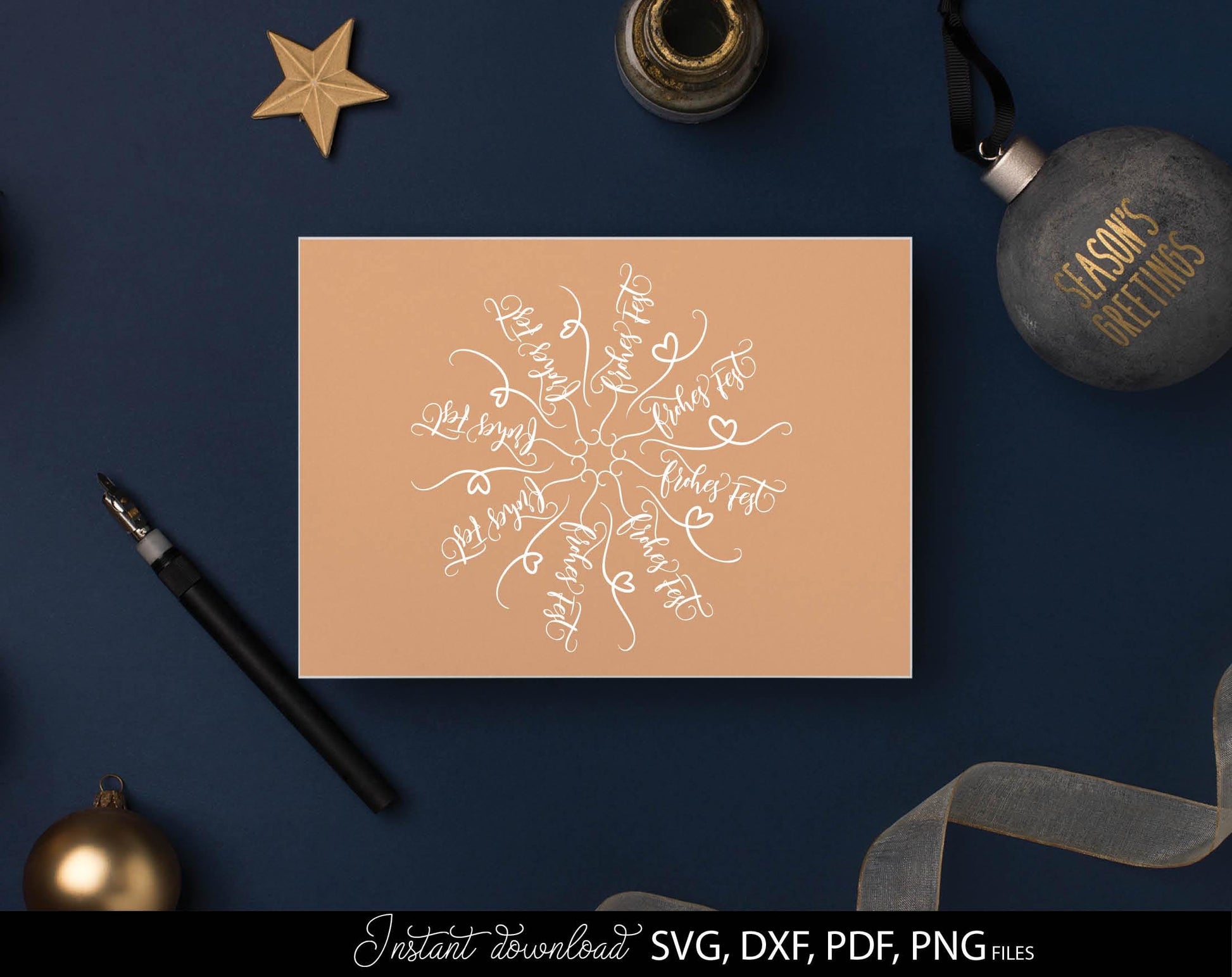 Frohe Weihnachten snowflake for Your Christmas window decor. SVG DXF PDF PNG files included. Compatible with Cricut, Silhouette or other equipment. Cut from vinyl, use for sublimation or laser cut or grave projects. Buy now for a good price and enjoy