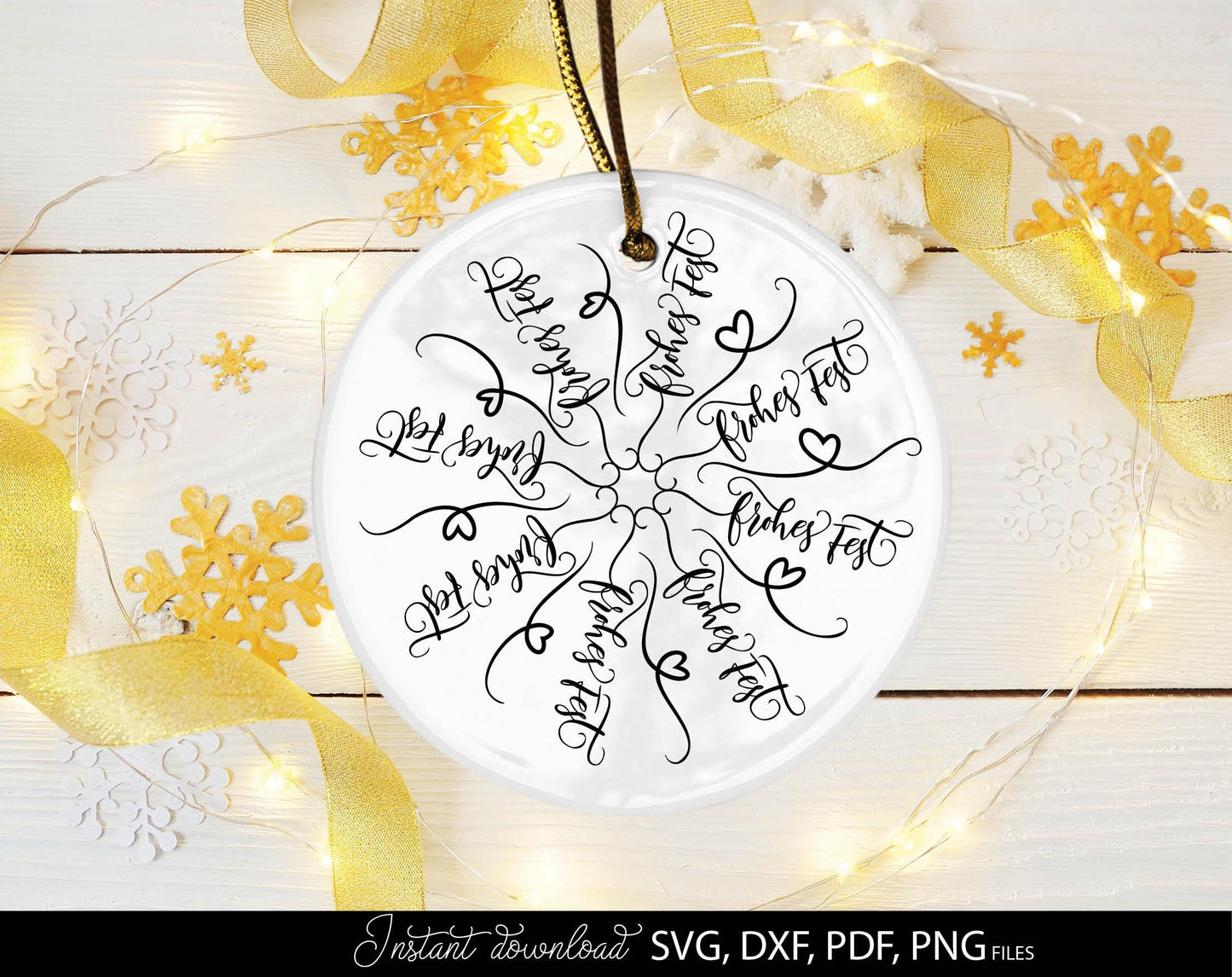 Frohe Weihnachten snowflake for Your Christmas window decor. SVG DXF PDF PNG files included. Compatible with Cricut, Silhouette or other equipment. Cut from vinyl, use for sublimation or laser cut or grave projects. Buy now for a good price and enjoy