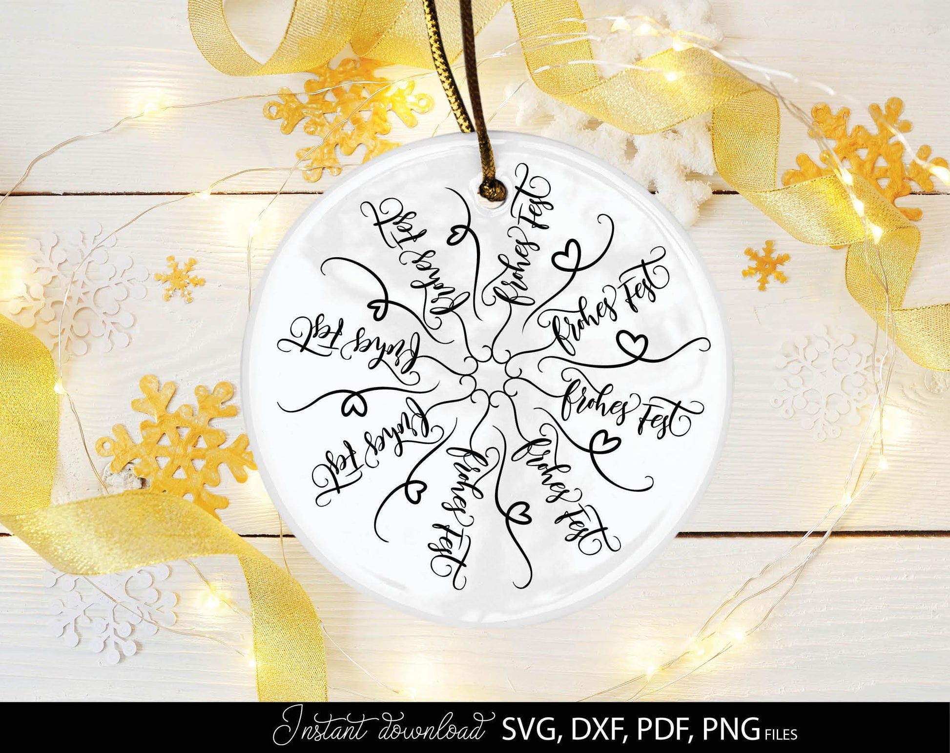 Frohe Weihnachten snowflake for Your Christmas window decor. SVG DXF PDF PNG files included. Compatible with Cricut, Silhouette or other equipment. Cut from vinyl, use for sublimation or laser cut or grave projects. Buy now for a good price and enjoy