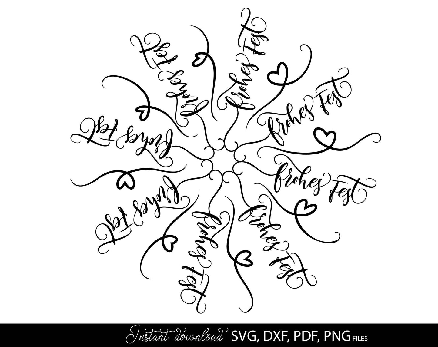 Frohe Weihnachten snowflake for Your Christmas window decor. SVG DXF PDF PNG files included. Compatible with Cricut, Silhouette or other equipment. Cut from vinyl, use for sublimation or laser cut or grave projects. Buy now for a good price and enjoy