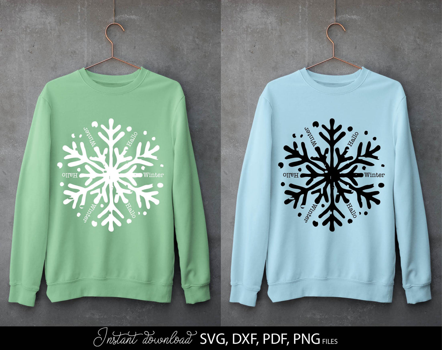 Hallo Winter snowflake for Your Christmas window decor. SVG DXF PDFPNG files included. Compatible with Cricut, Silhouette or other equipment. Cut from vinyl, use for sublimation or laser cut or grave projects. Buy now for a good price and enjoy!