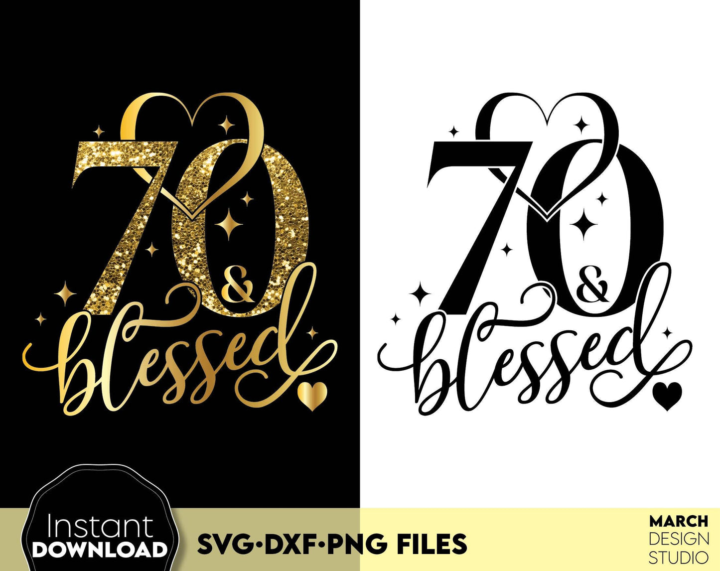 Blessed Years gold glittered and black Birthday shirts Bundle. SVG DXF PNG files included. Compatible with Cricut, Silhouette or other equipment. Cut from vinyl, use for sublimation or laser cut or grave projects. Buy now for a good price and enjoy!