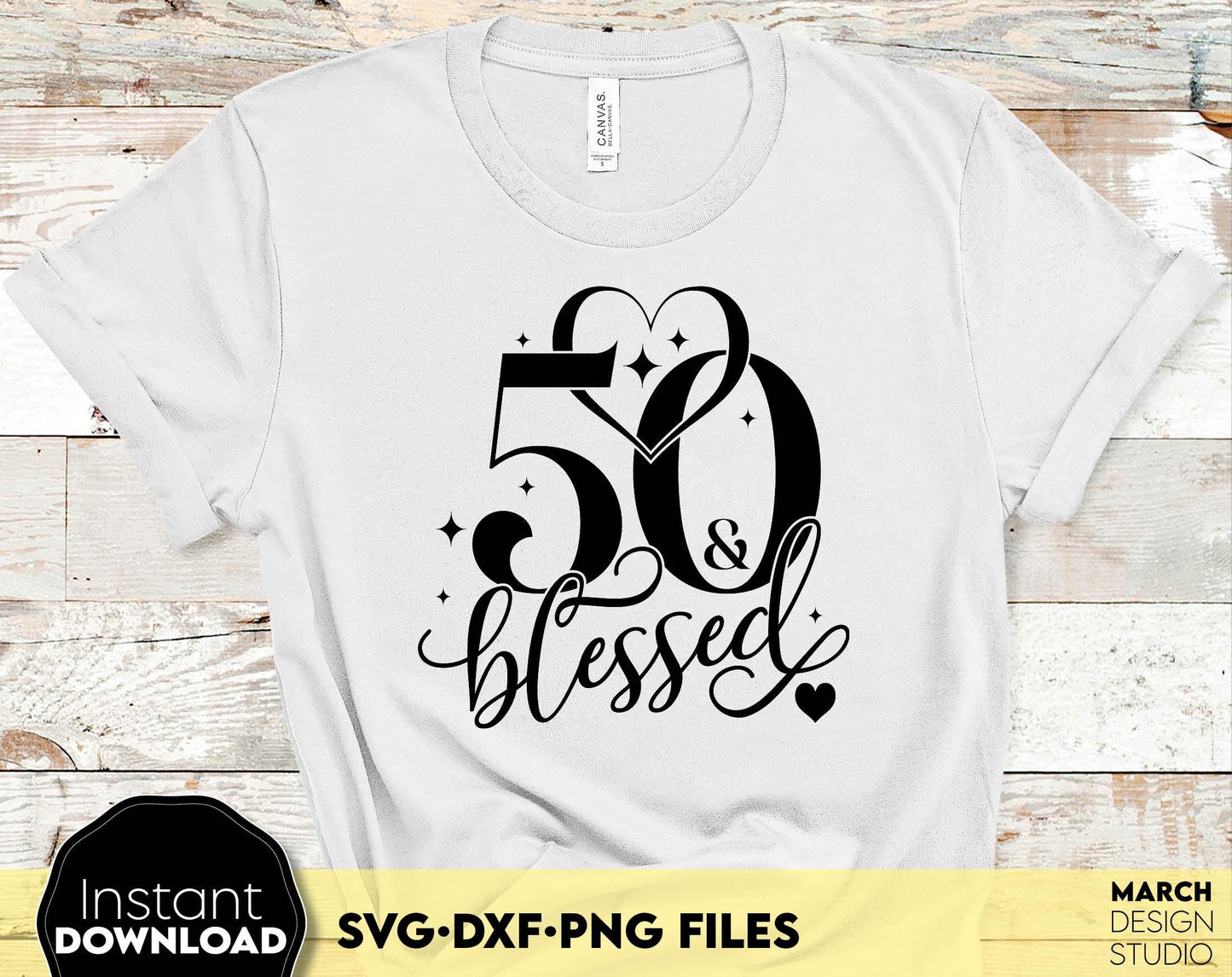 50 and fabulous Birthday shirt design for cutting from vinyl and glittered PNG included for Your sublimation projects. SVG, PNG, EPS, DXF files included. Compatible with Cricut, Silhouette and other machines. Buy now for a good price and enjoy!