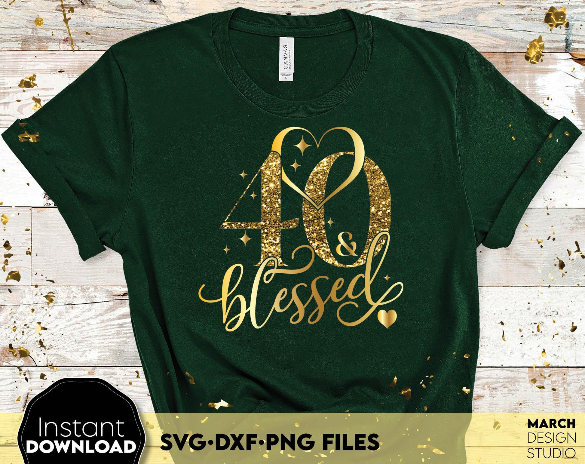 40 and blessed and call her blessed Birthday shirt design for cutting from vinyl and glittered PNG included for Your sublimation projects. SVG file included. Compatible with Cricut, Silhouette and other machines. Buy now for a good price and enjoy!