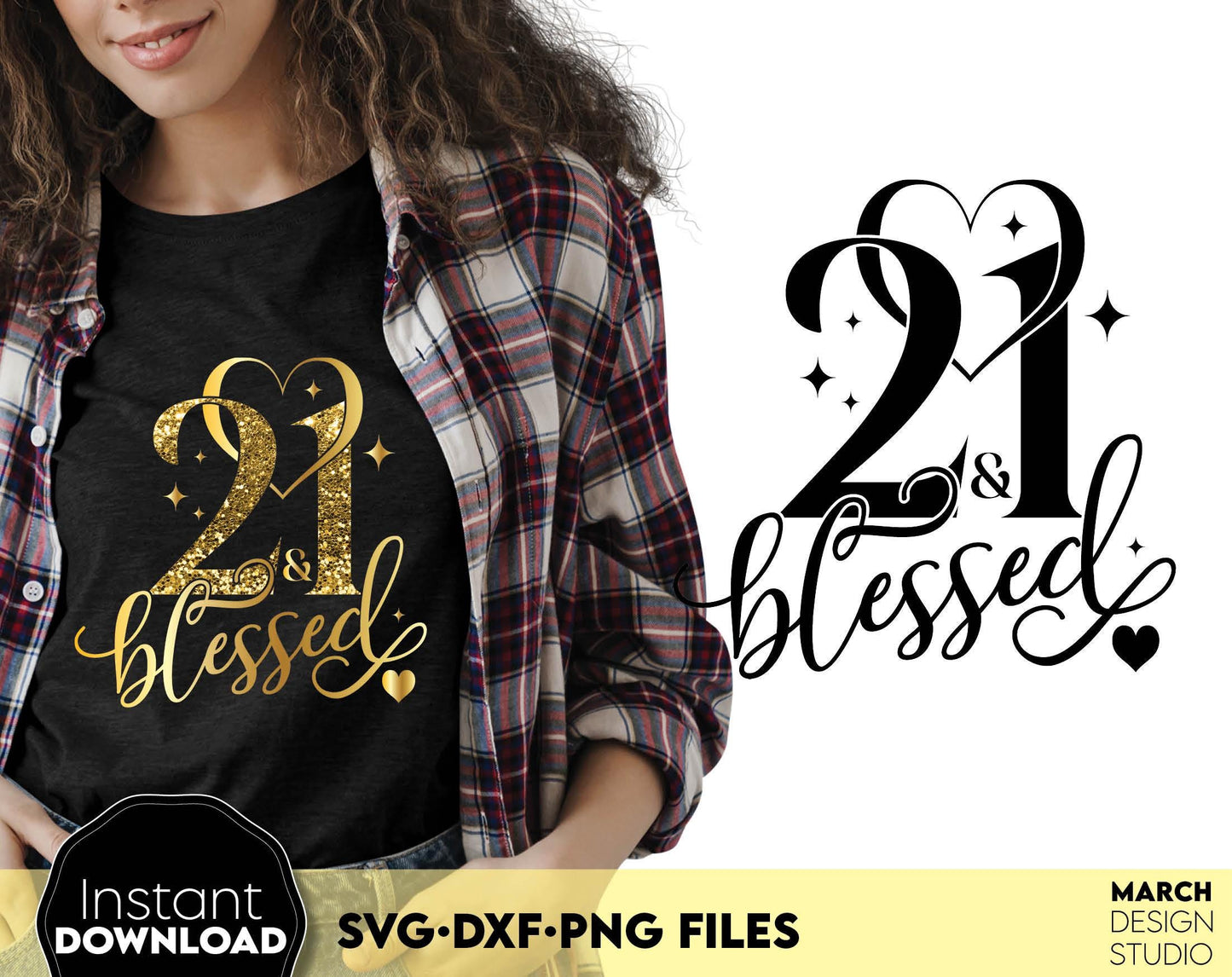 Blessed by God for 60 Years gold glittered and black Birthday shirt design. SVG DXF PNG files included. Compatible with Cricut, Silhouette or other equipment. Cut from vinyl, use for sublimation or laser cut or grave projects. Buy now and enjoy!