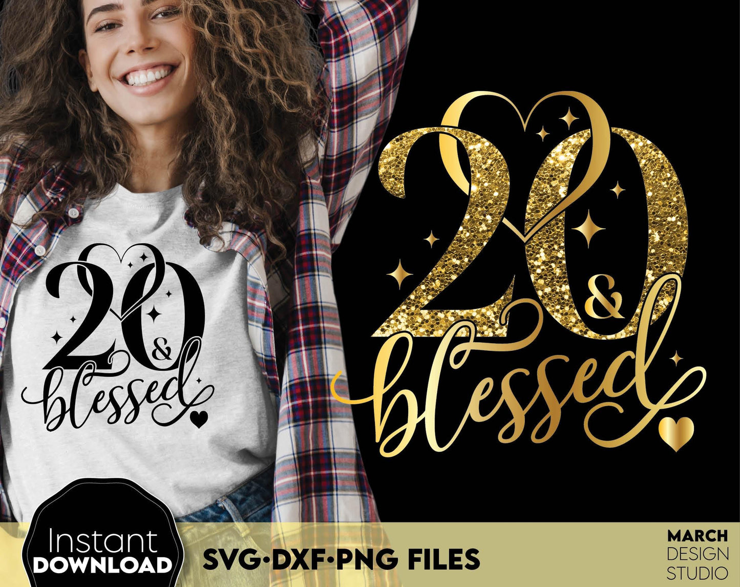 20 and fabulous Birthday shirt design for cutting from vinyl and glittered PNG included for Your sublimation projects. SVG, PNG, EPS, DXF files included. Compatible with Cricut, Silhouette and other machines. Buy now for a good price and enjoy!