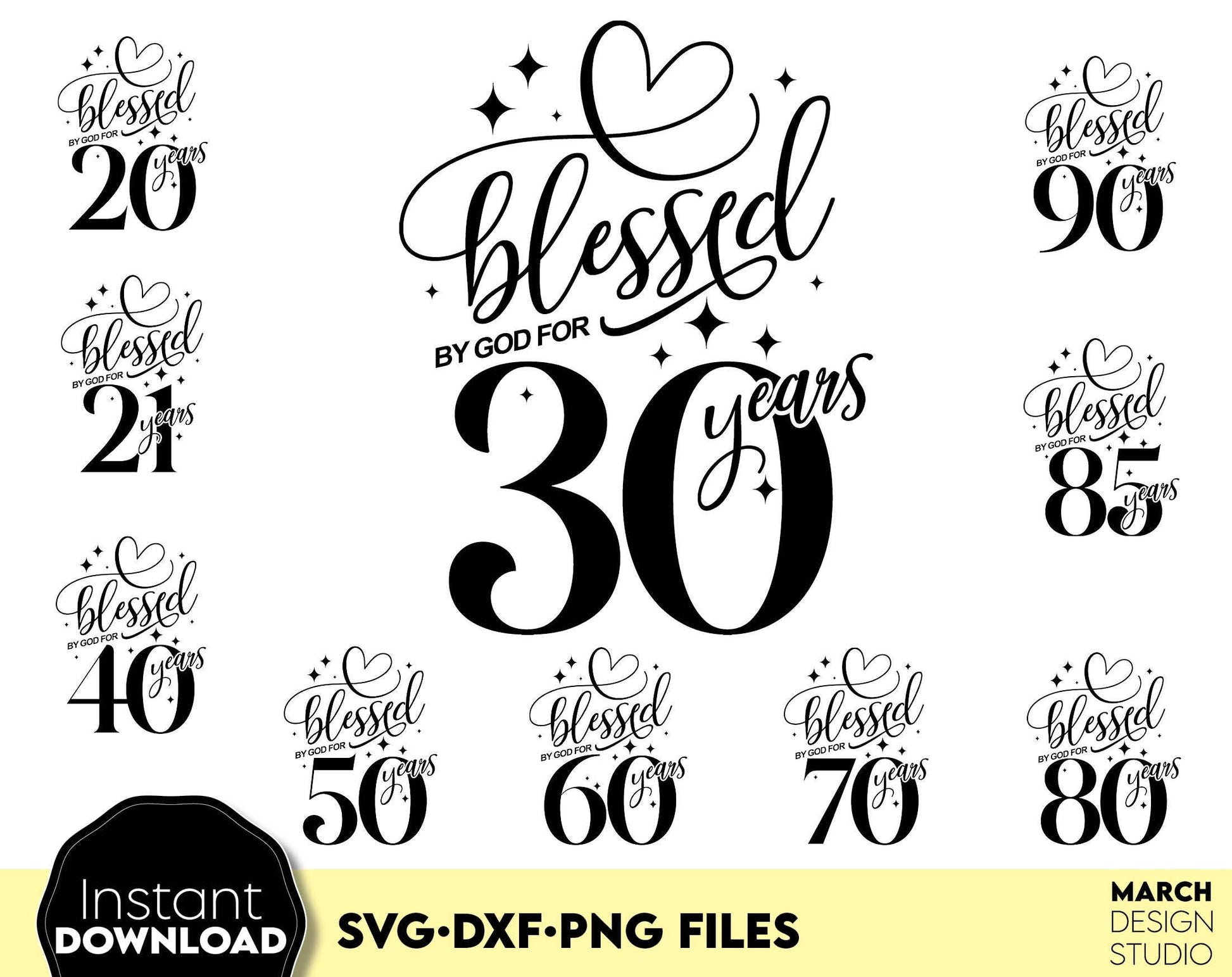 Blessed By God gold glittered and black Birthday shirts Bundle. SVG DXF PNG files included. Compatible with Cricut, Silhouette or other equipment. Cut from vinyl, use for sublimation or laser cut or grave projects. Buy now for a good price and enjoy!