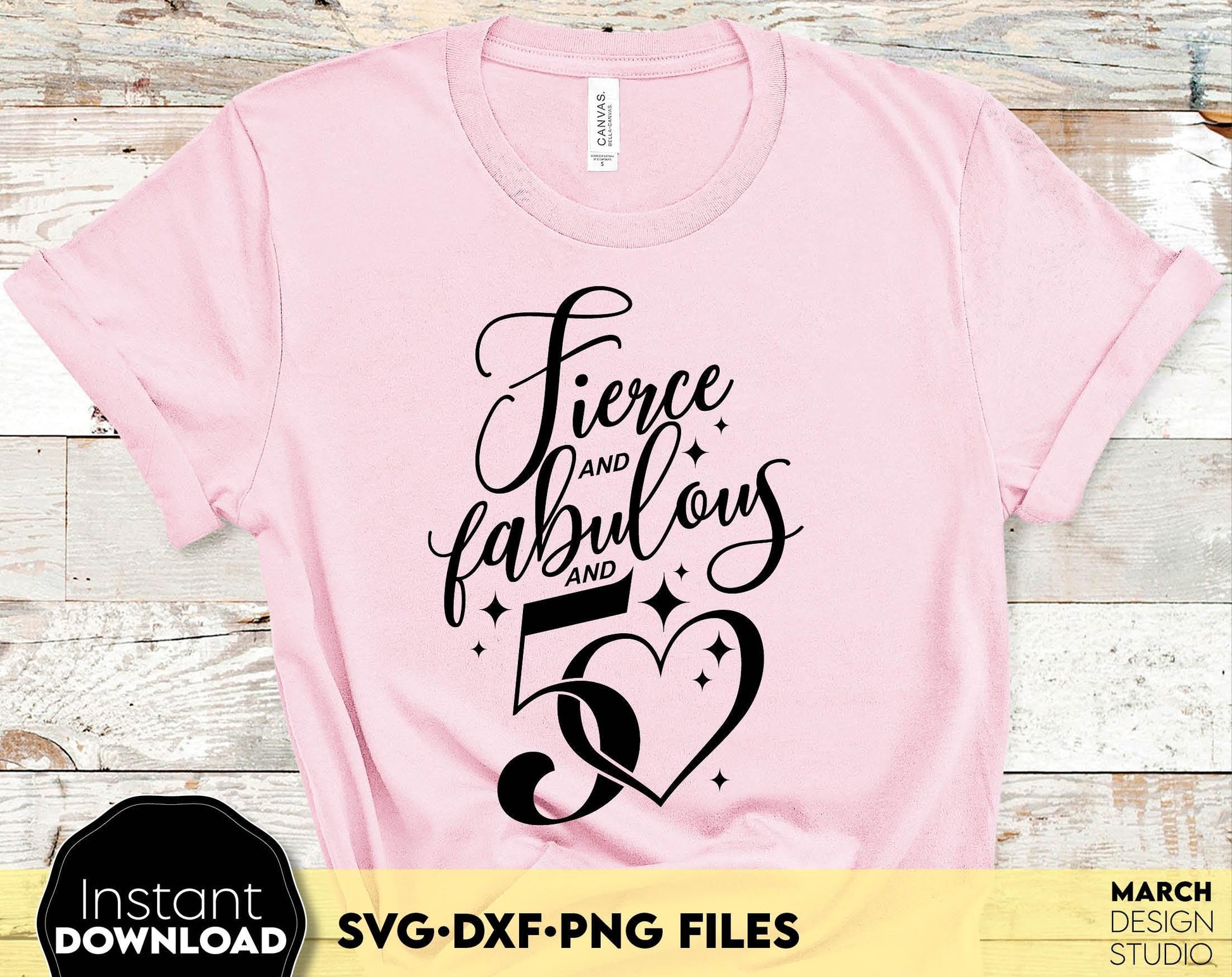 Fierce and fabulous and 50 Years gold glittered and black Birthday shirt design. SVG DXF PNG files included. Compatible with Cricut, Silhouette or other equipment. Cut from vinyl, use for sublimation or laser cut or grave projects. Buy now and enjoy!