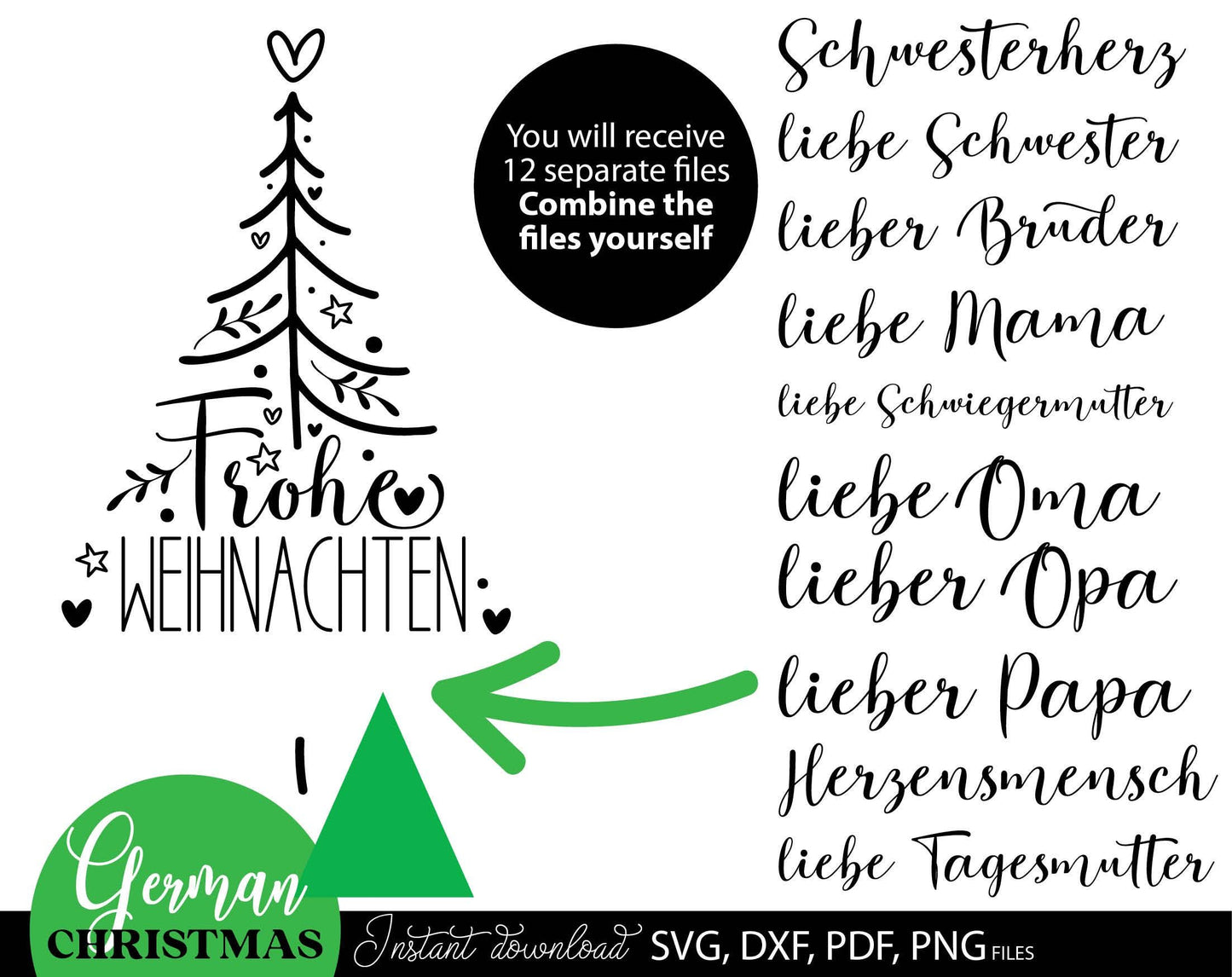 Familie Weihnachen Herzensmensk kerzen tattoo sitckers. SVG DXF PDF PNG files included. Compatible with Cricut, Silhouette, printers. Cut from vinyl, use for sublimation, laser, or made stickers for candles. Buy now for a good price and enjoy!