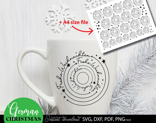 German Christmas Quote Plotterdatei. SVG PNG DXF PDF files included. Compatible with Cricut, Silhouette or other equipment. Cut from vinyl, use for sublimation or laser cut or grave projects. Buy now for a good price and enjoy! Discounts