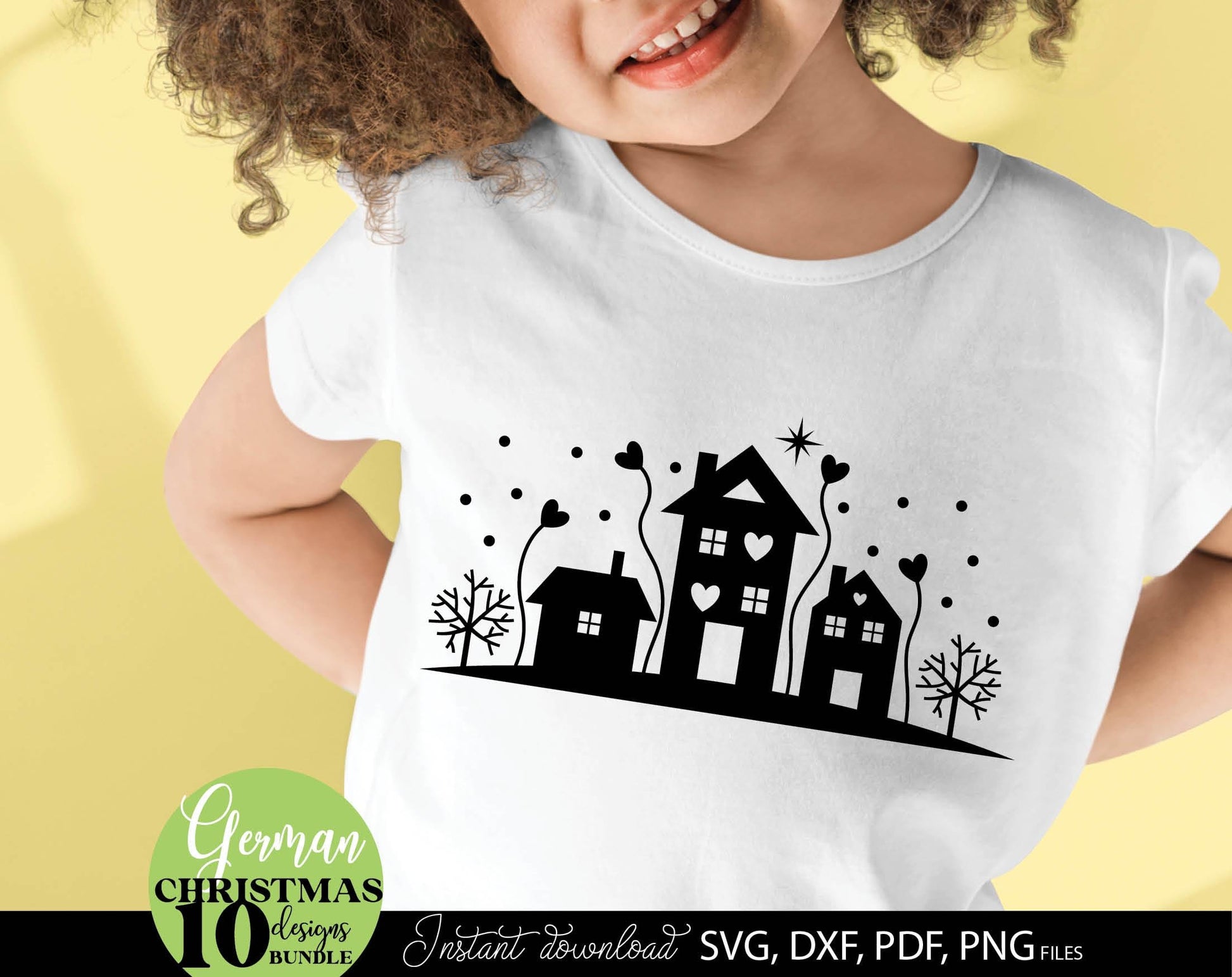 Weihnachten Häuser svg Plotterdatei Bundle for Your Christmas deko. SVG DXF PDF PNG files included. Compatible with Cricut, Silhouette, printers etc. Cut from vinyl, use for sublimation, laser cut or kerzen stickers making projects.