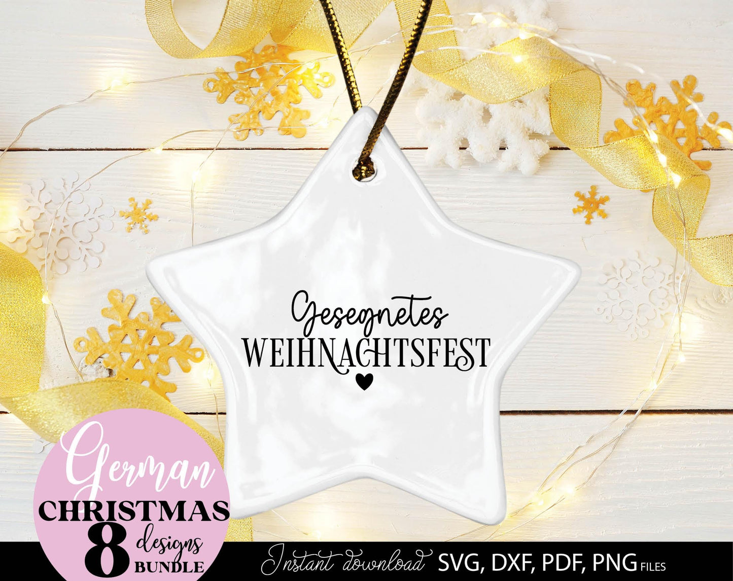 Schriftzüge Weihnachten deutsch Plotterdatei bundle. SVG DXF PDF PNG files included. Compatible with Cricut, Silhouette other equipment. Cut from vinyl, use for sublimation or laser cut and candles stickers as well. Buy now fora good price and enjoy!