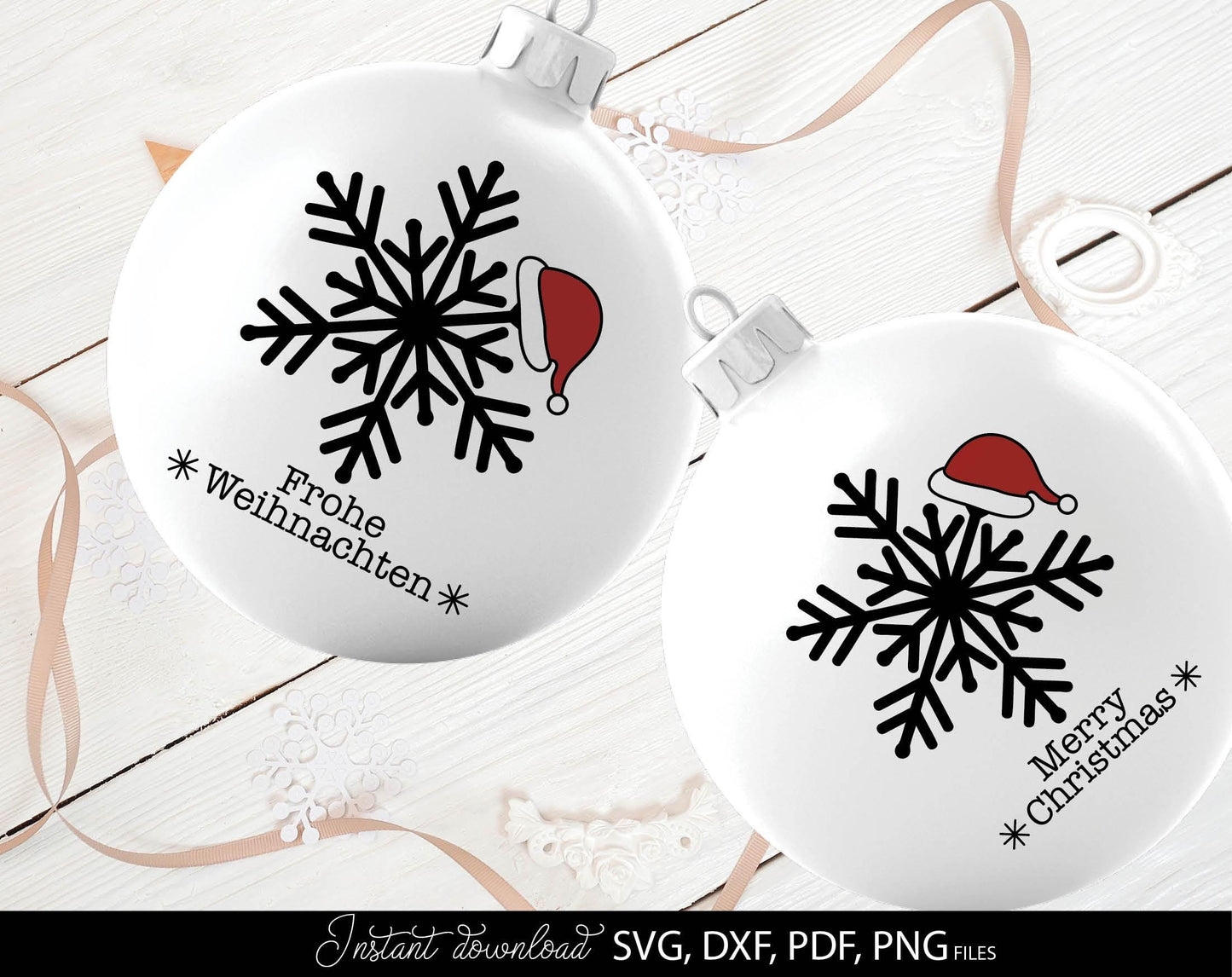 German Frohe Weihnachten Schneeflocke Plotterdatei. Svg Png Dxf Pdf files included. Compatible with Cricut, Silhouette or other equipment. Cut from vinyl, use for sublimation. laser cut or candle stickers projects. Buy now for a good price and enjoy!