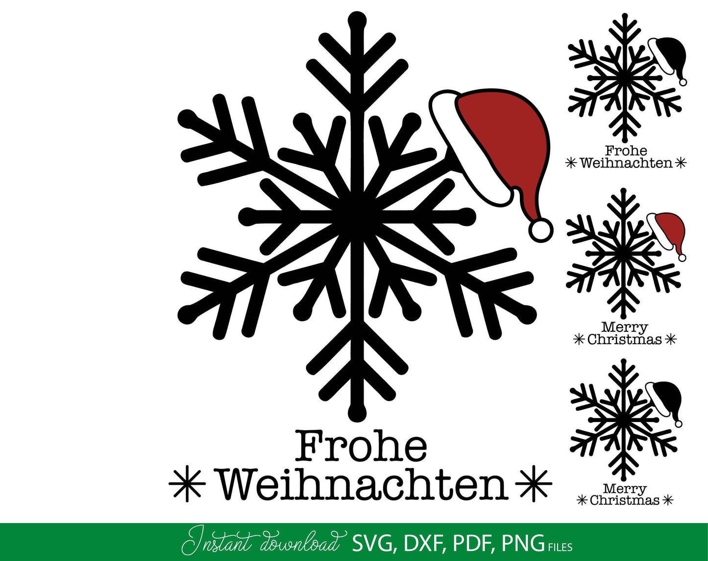 German Frohe Weihnachten Schneeflocke Plotterdatei. Svg Png Dxf Pdf files included. Compatible with Cricut, Silhouette or other equipment. Cut from vinyl, use for sublimation. laser cut or candle stickers projects. Buy now for a good price and enjoy!