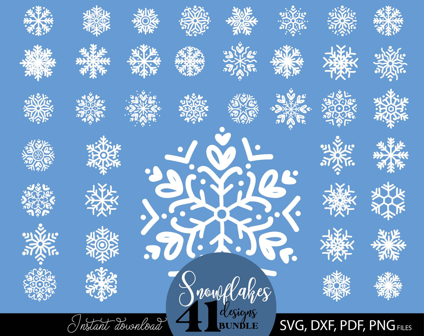 Schneeflocke Plotterdatei Bundle for Your Weihnachtsdeko projects. SVG DXF PDF PNG files included. Compatible with Cricut, Silhouette. Cut form vinyl, use for sublimation, printing as candles tattoo or laser cut projects. Buy now for a good price!