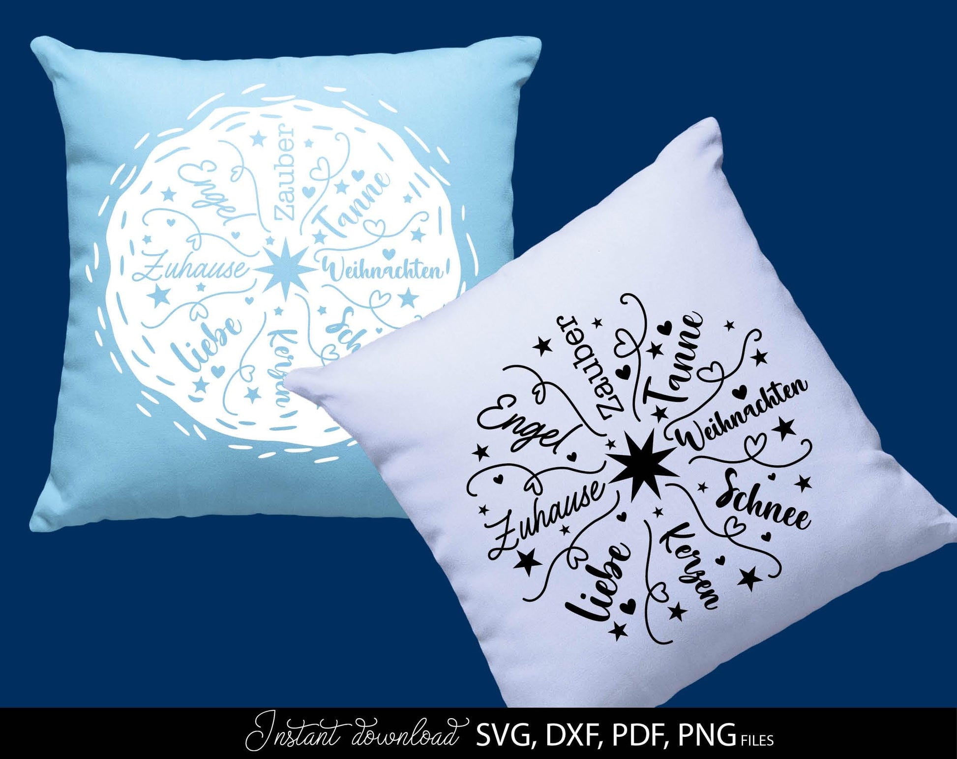 Schneeflocke Plotterdatei Bundle for Your Weihnachtsdeko projects. SVG DXF PDF PNG files included. Compatible with Cricut, Silhouette. Cut form vinyl, use for sublimation, printing as candles tattoo or laser cut projects. Buy now for a good price!