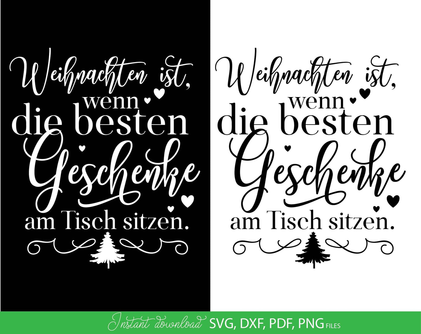 Weihnachten ist wenn die besten Geschanke am Tishe sitzen. Quote for Your Christmas platte design. SVG DXF PDF PNG files included. Cut from vinyl, use for sublimation, laser cut or grave projects. Make sicker as well. Buy now for a good price, enjoy!