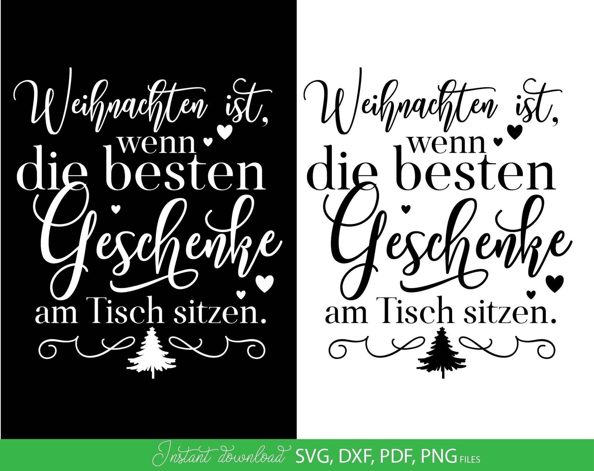 Weihnachten ist wenn die besten Geschanke am Tishe sitzen. Quote for Your Christmas platte design. SVG DXF PDF PNG files included. Cut from vinyl, use for sublimation, laser cut or grave projects. Make sicker as well. Buy now for a good price, enjoy!