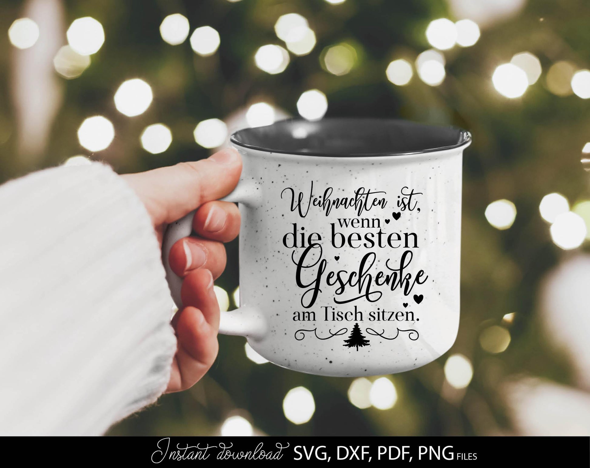 Weihnachten ist wenn die besten Geschanke am Tishe sitzen. Quote for Your Christmas platte design. SVG DXF PDF PNG files included. Cut from vinyl, use for sublimation, laser cut or grave projects. Make sicker as well. Buy now for a good price, enjoy!