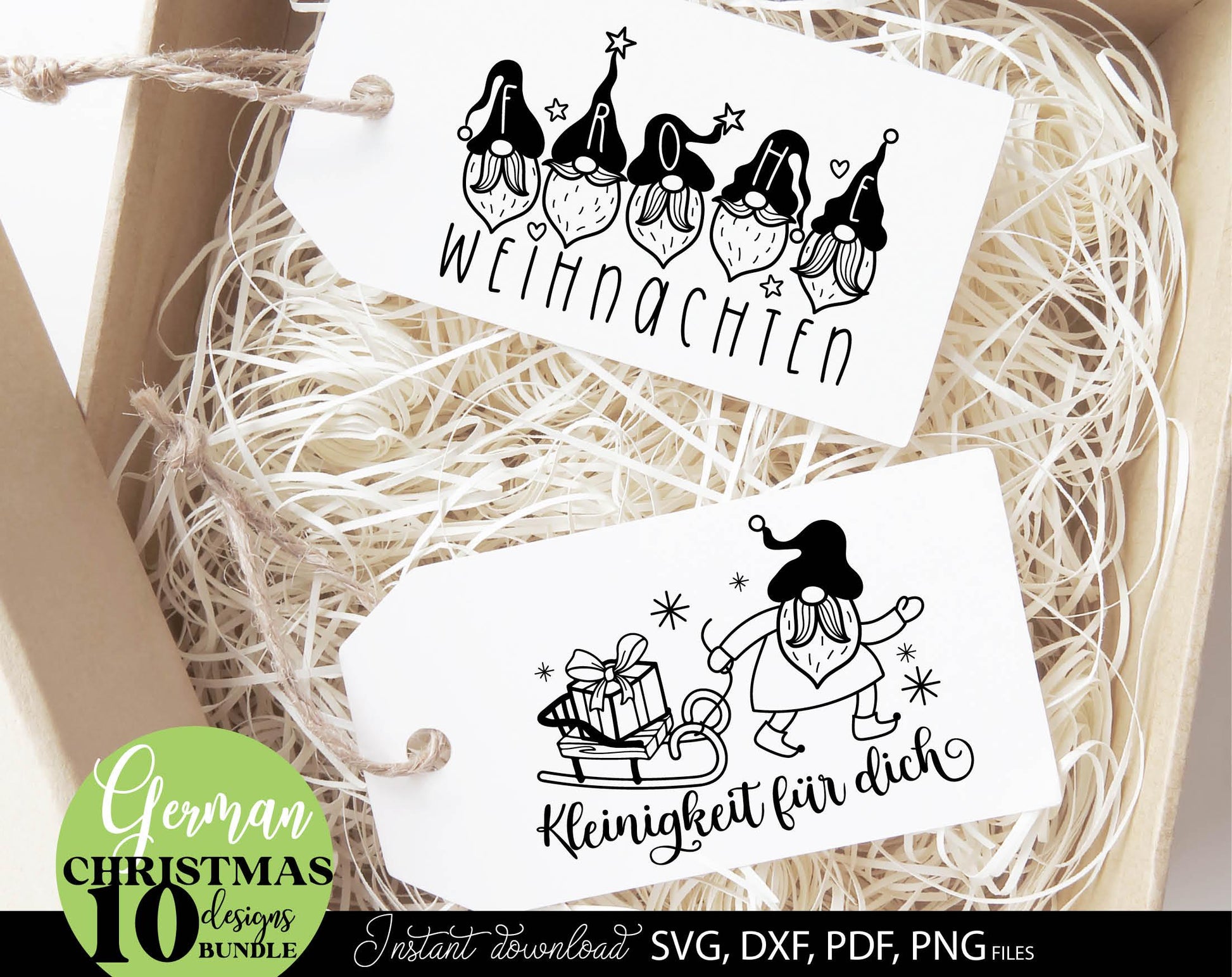 German Christmas gnome bundle 10 designs. SVG DXF PDF PNG files included. Compatible with Cricut, Silhouette or other equipment. Cut from vinyl, use for sublimation or laser cut or grave projects, use as Weihnachten kerzen tattoo as well. Buy now!
