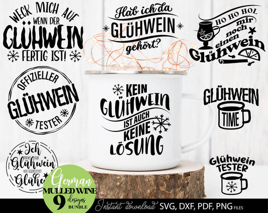 German Glühwein Plotter File SVG DXF PNG bundle for Glühwein mugs or other Christmas ornaments. Cut File Svg for Cricut, Silhouette. Cut from vinyl, use for sublimation or laser cut or grave projects. Buy now for a good price and enjoy!