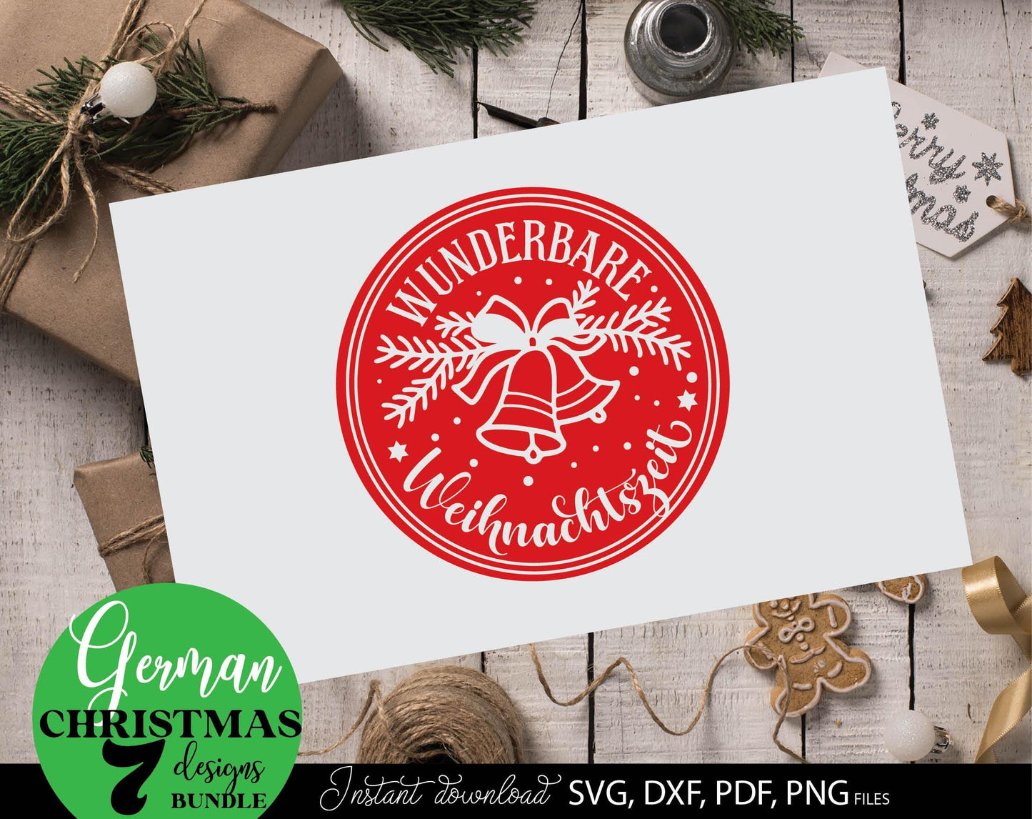 Frohe Weinachten ornaments bundle for Your Christmas decoration. SVG DXF PDF PNG files included. Cut form vinyl, use for sublimation, laser cut or Christmas candles stickers. Buy now for a good price and enjoy. Compatible with Cricut, Silhouette.