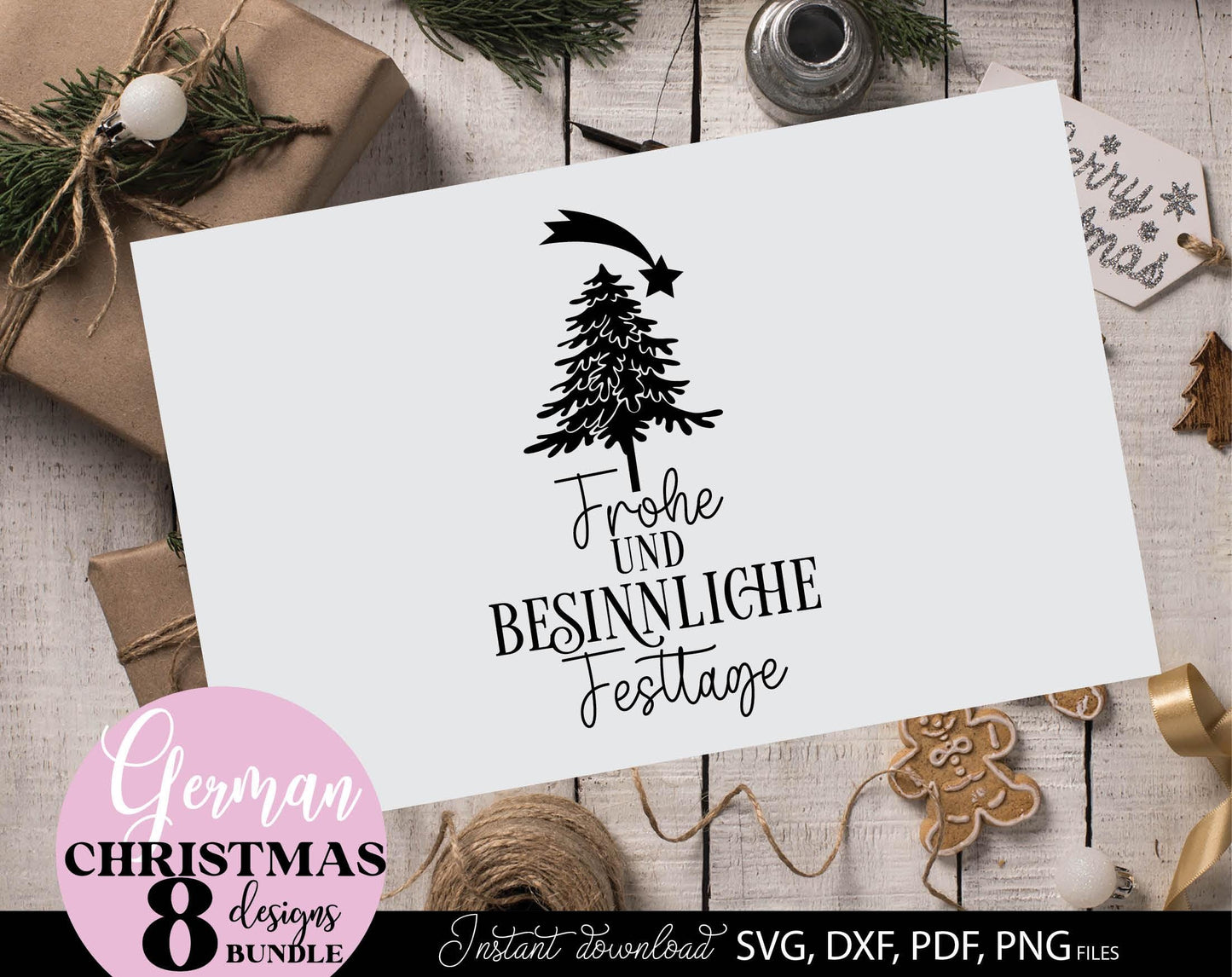 Schriftzüge Weihnachten deutsch Plotterdatei bundle. SVG DXF PDF PNG files included. Compatible with Cricut, Silhouette other equipment. Cut from vinyl, use for sublimation or laser cut and candles stickers as well. Buy now fora good price and enjoy!