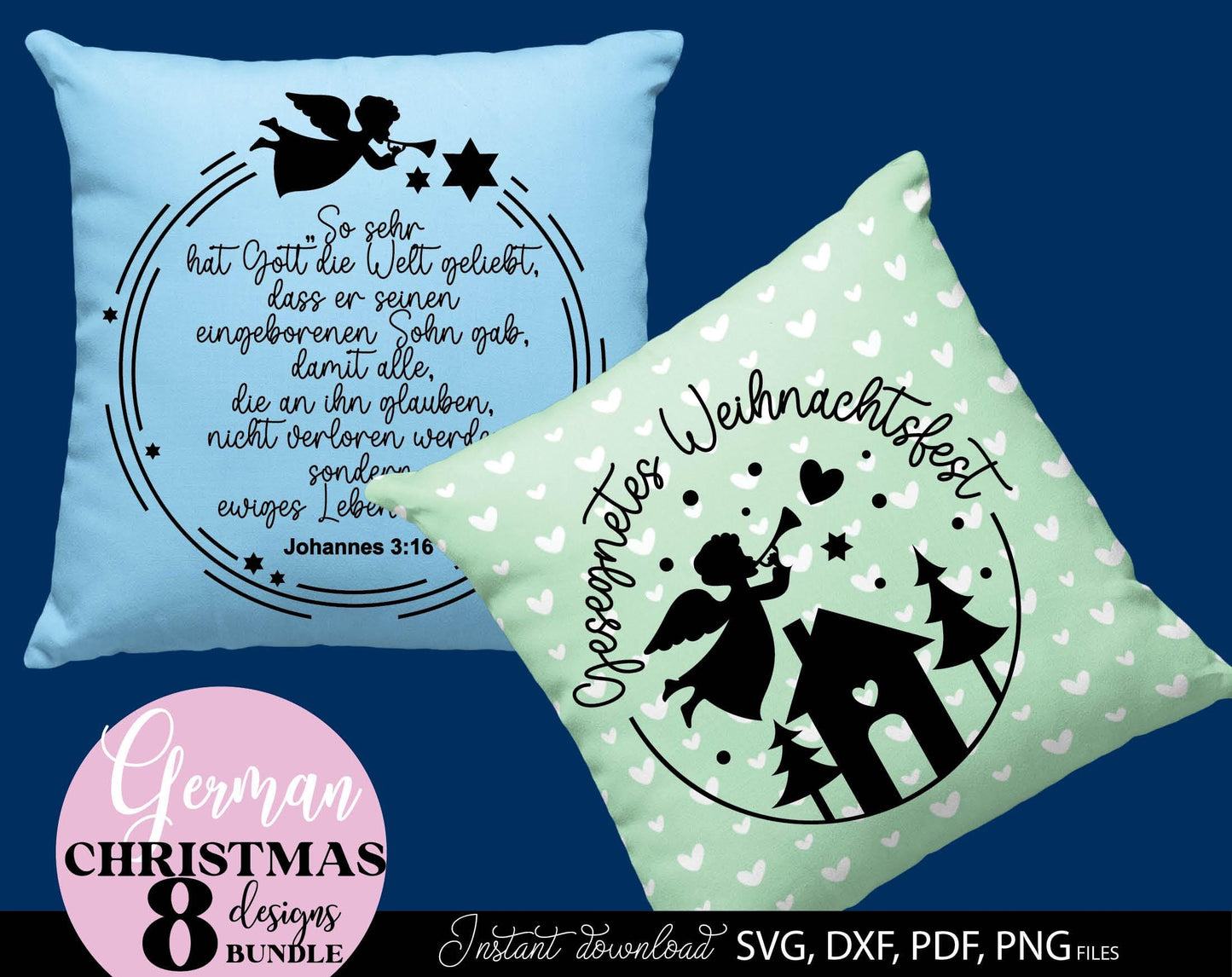 Schriftzüge Weihnachten deutsch Plotterdatei bundle. SVG DXF PDF PNG files included. Compatible with Cricut, Silhouette other equipment. Cut from vinyl, use for sublimation or laser cut and candles stickers as well. Buy now fora good price and enjoy!