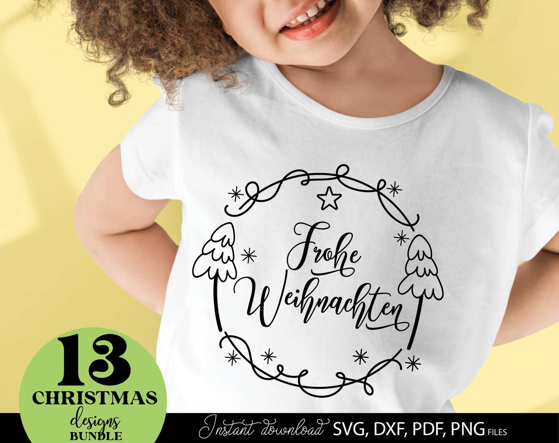 Frohe Weinachten ornaments bundle for Your Christmas decoration. SVG DXF PDF PNG files included. Cut form vinyl, use for sublimation, laser cut or Christmas candles stickers. Buy now for a good price and enjoy. Compatible with Cricut, Silhouette.