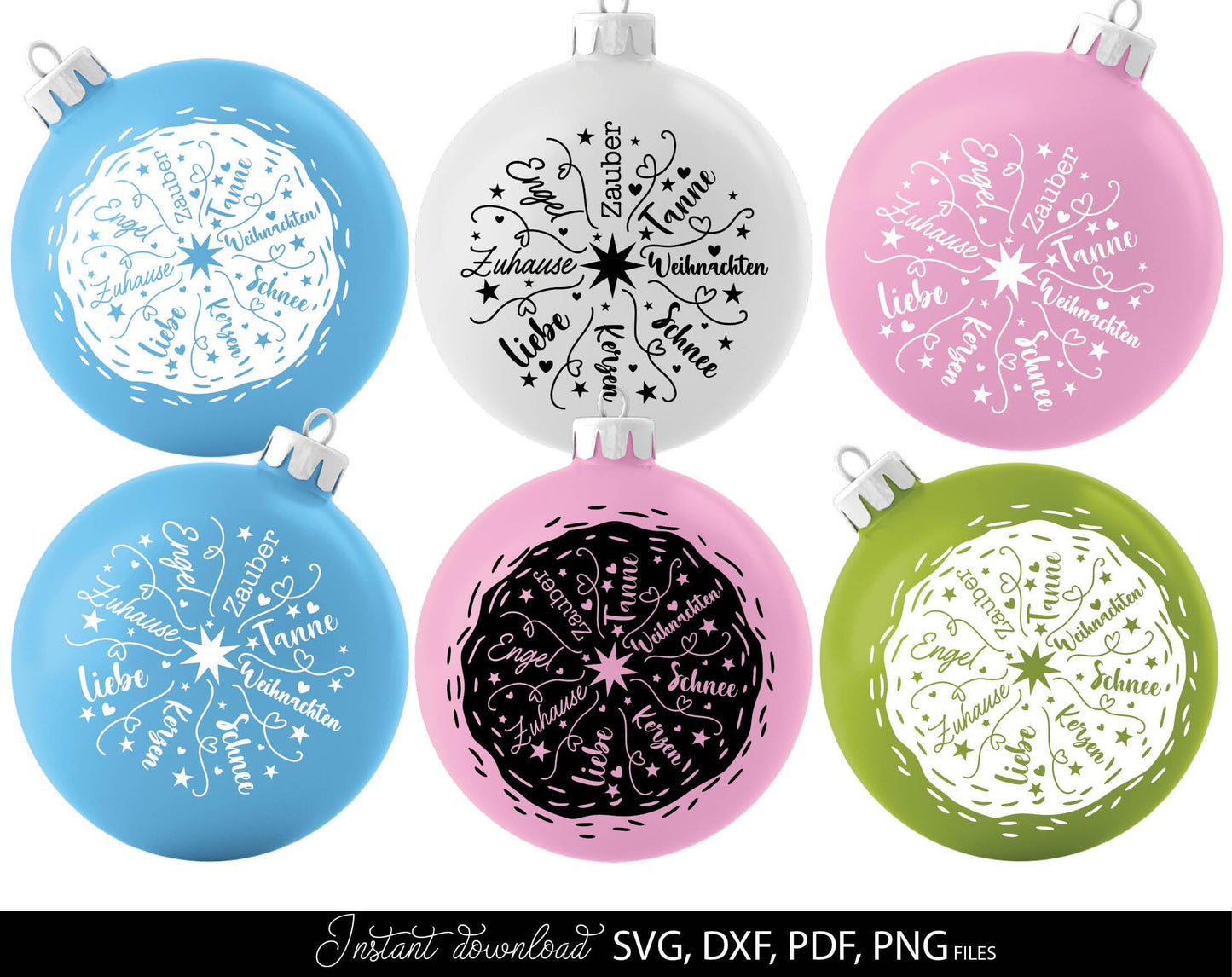 Schneeflocke Plotterdatei Bundle for Your Weihnachtsdeko projects. SVG DXF PDF PNG files included. Compatible with Cricut, Silhouette. Cut form vinyl, use for sublimation, printing as candles tattoo or laser cut projects. Buy now for a good price!