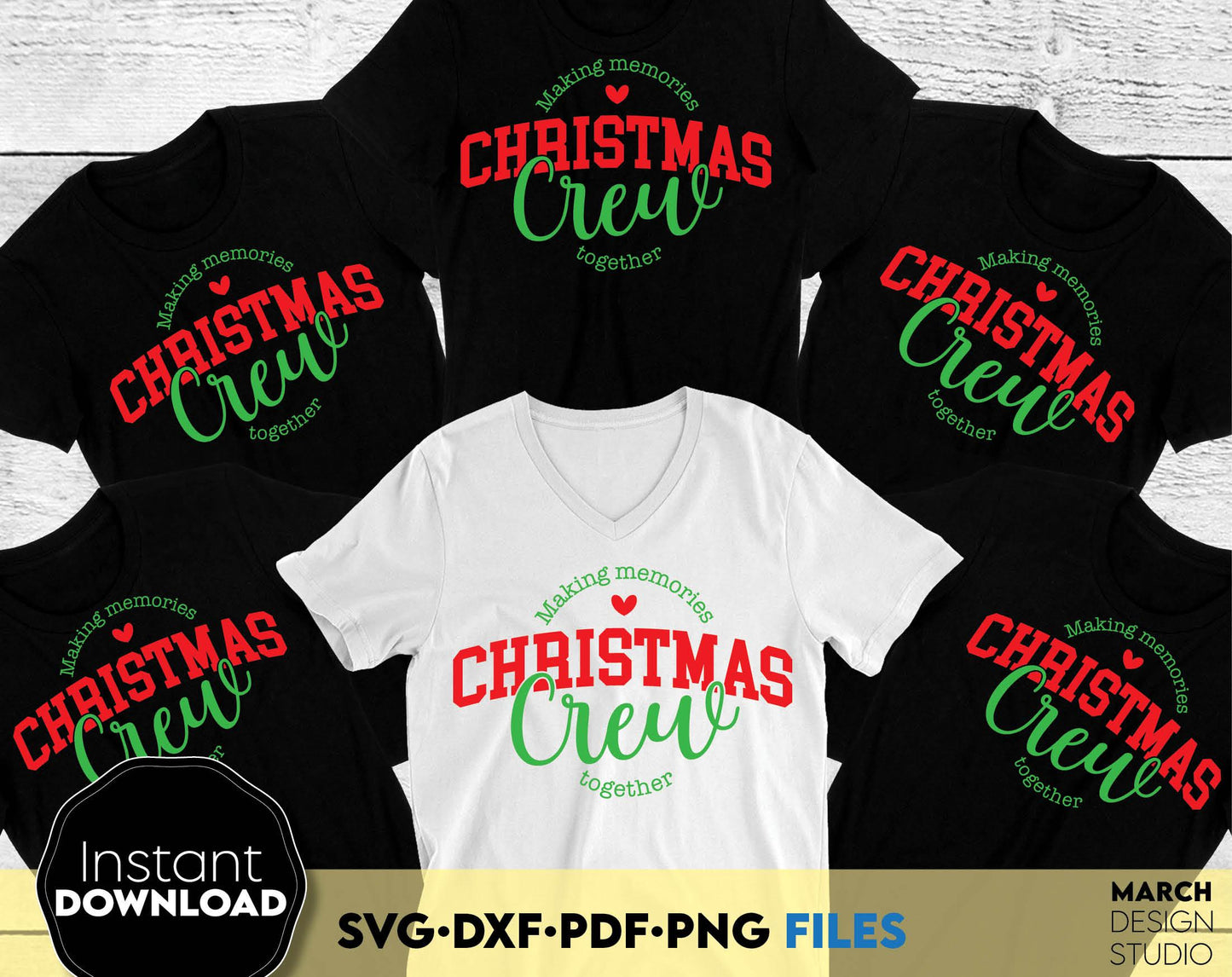 Christmas Crew Shirt Making Memories together Christmas hoodie design. SVG DXF PDF PNG files included. Compatible with Cricut Silhouette. Cut from vinyl, use for sublimation, sublimation, DTF printing or other projects. Buy now for a good price!