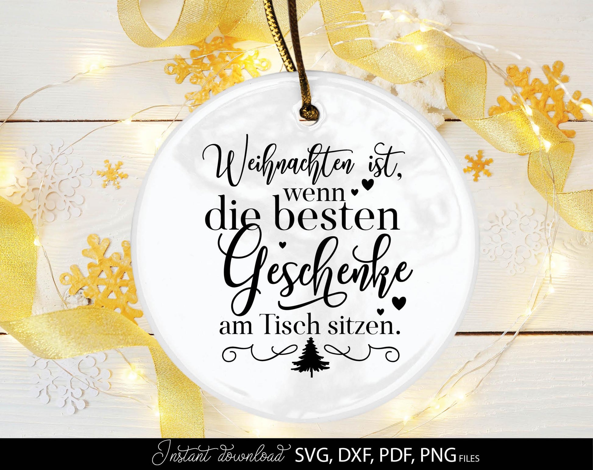 Weihnachten ist wenn die besten Geschanke am Tishe sitzen. Quote for Your Christmas platte design. SVG DXF PDF PNG files included. Cut from vinyl, use for sublimation, laser cut or grave projects. Make sicker as well. Buy now for a good price, enjoy!