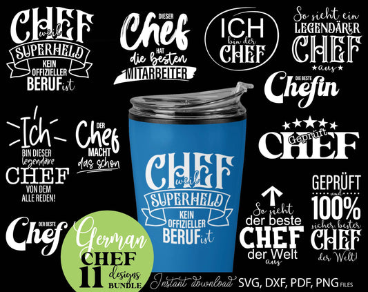 Ein Geschenk für den Chef plotterdatei laserdatei designs bundle. SVG DXF PDF PNG files included. Compatible with Cricut, Silhouette or other equipment. Cut from vinyl, use for sublimation, laser or grave projects. Buy now for a good price and enjoy!