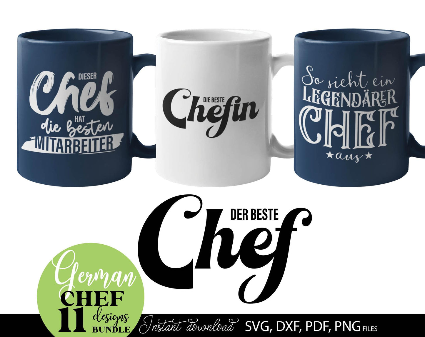 Ein Geschenk für den Chef plotterdatei laserdatei designs bundle. SVG DXF PDF PNG files included. Compatible with Cricut, Silhouette or other equipment. Cut from vinyl, use for sublimation, laser or grave projects. Buy now for a good price and enjoy!